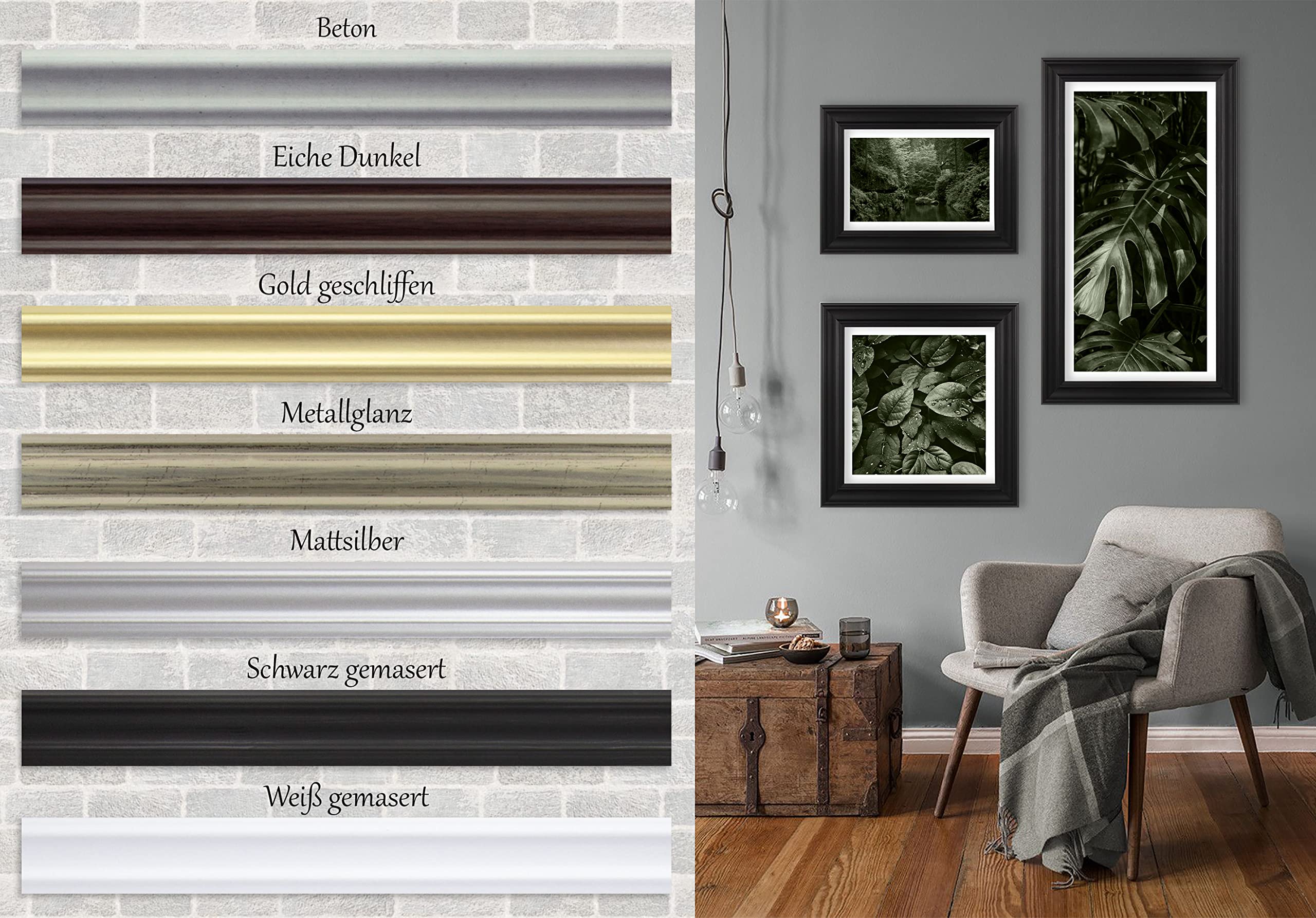BIRAPA Bergamo - Cornice portafoto in oro singolo, 100 x 100 cm, in legno MDF con vetro sintetico antiriflesso