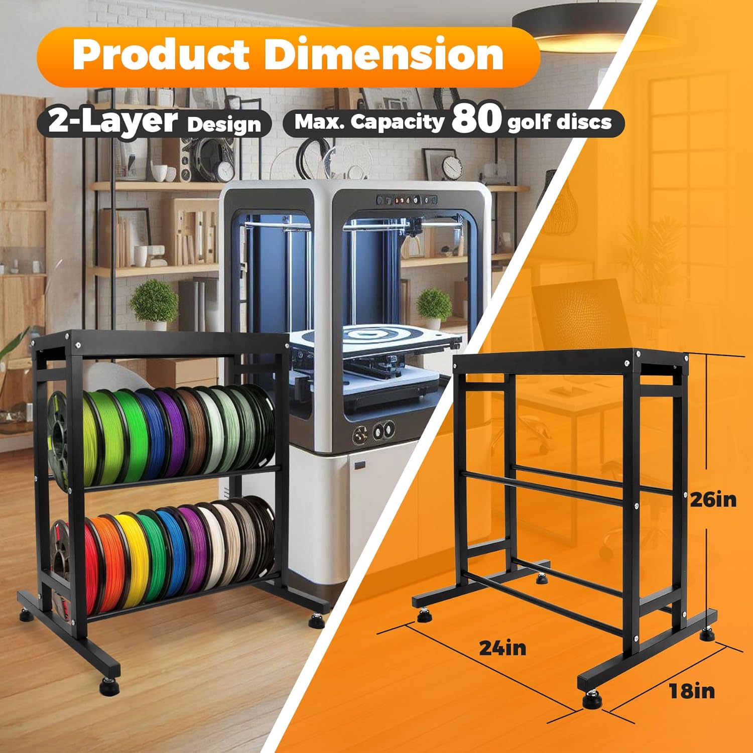 Sidasu 2/3/6-Tier Discs Golf Rack,Metal Disc Golf Storage Rack, Space-Saving Disc Station for Disc Golf Storage Shelf-Black