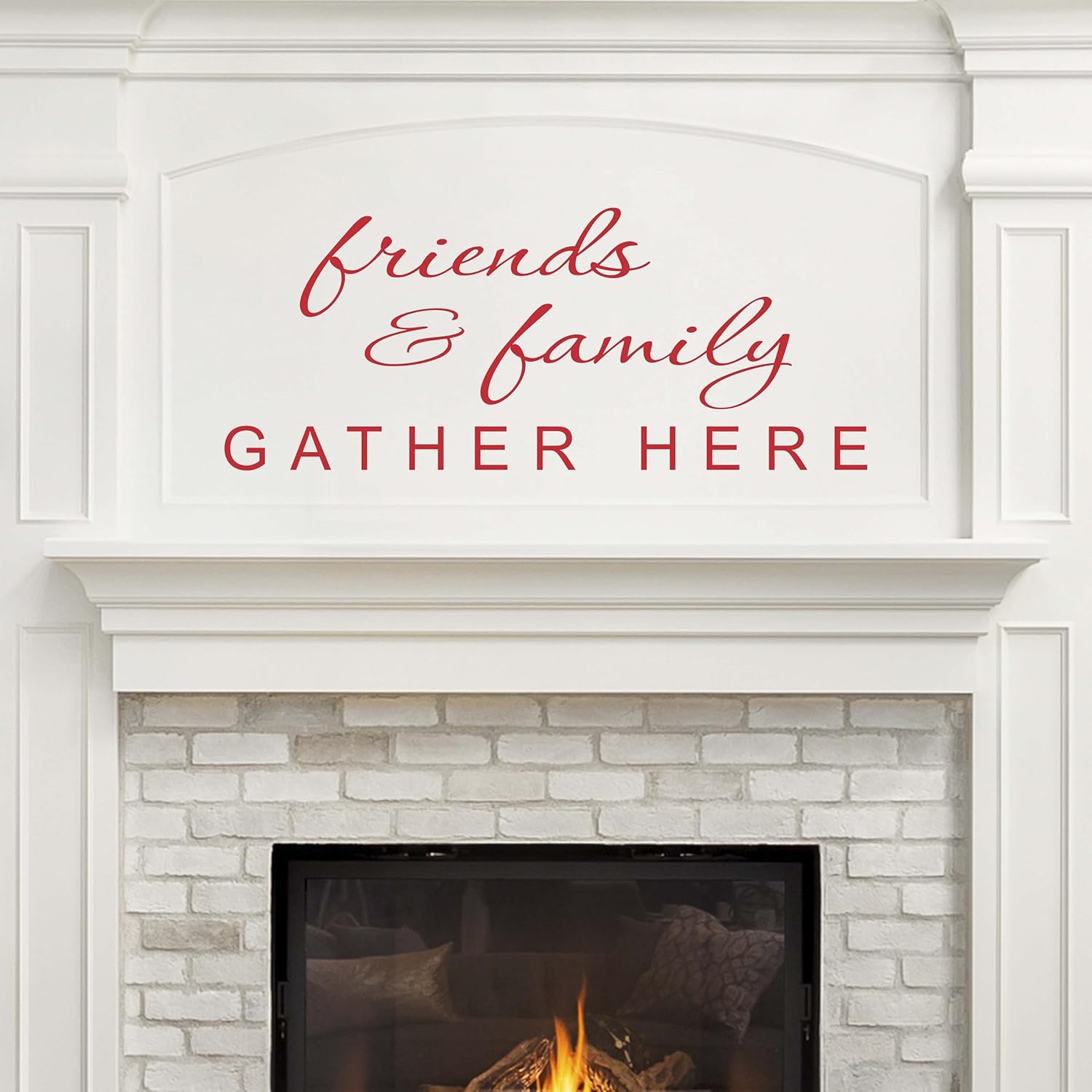 Friends and Family Gather Here Wall Decal Stickers | Family Wall Decor | Living Room Wall Decals | Friendship Decals | Red