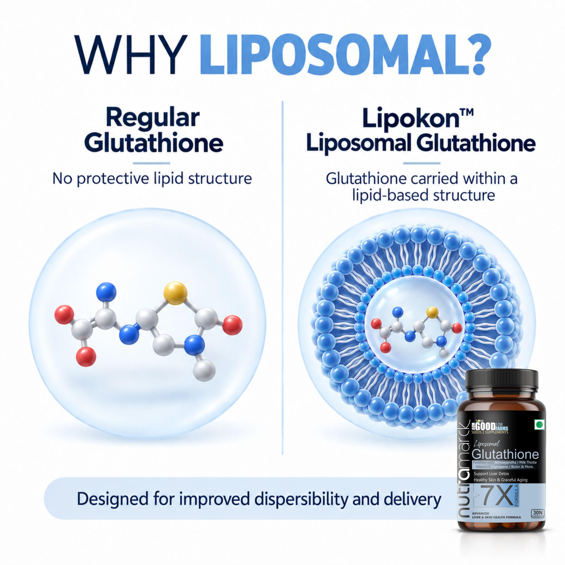 Liposomal Glutathione Capsules, 600 mg per Serving, with Milk Thistle, Ashwagandha, Biotin and Vitamin E, Antioxidant and Skin Health Support, 30 Capsules — Amazon image 4