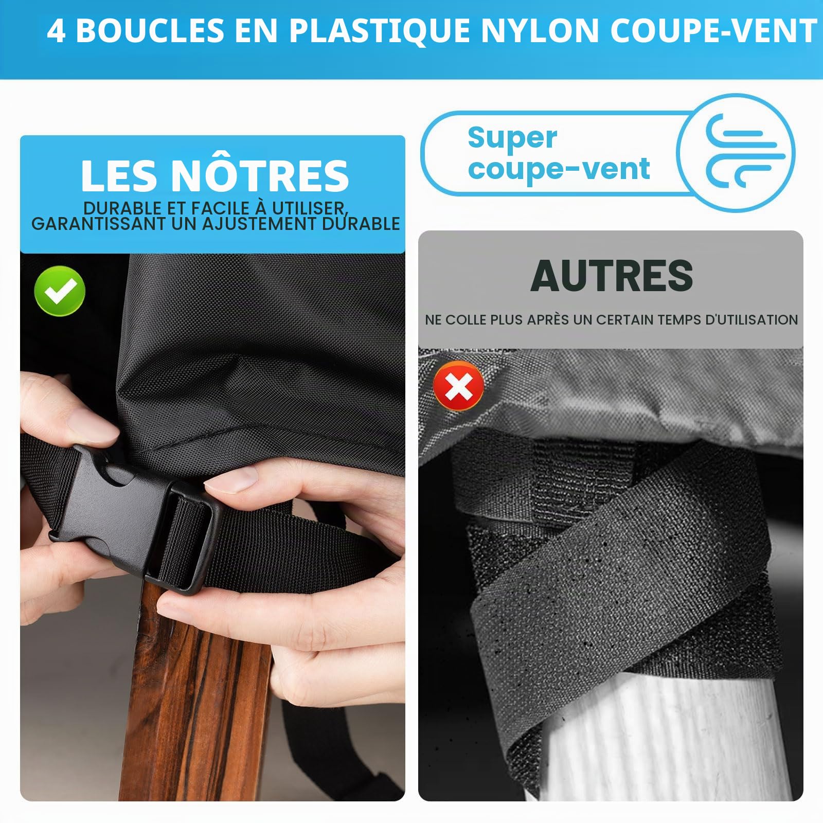 Velway Housse Salon de Jardin Imperméable: Housse de Table Jardin Rectangulaire avec Bande Réfléchissante 600D Oxford Coupe-vent Couverture de Protection Meubles Bâche pour Table - Noir 242x162x71cm