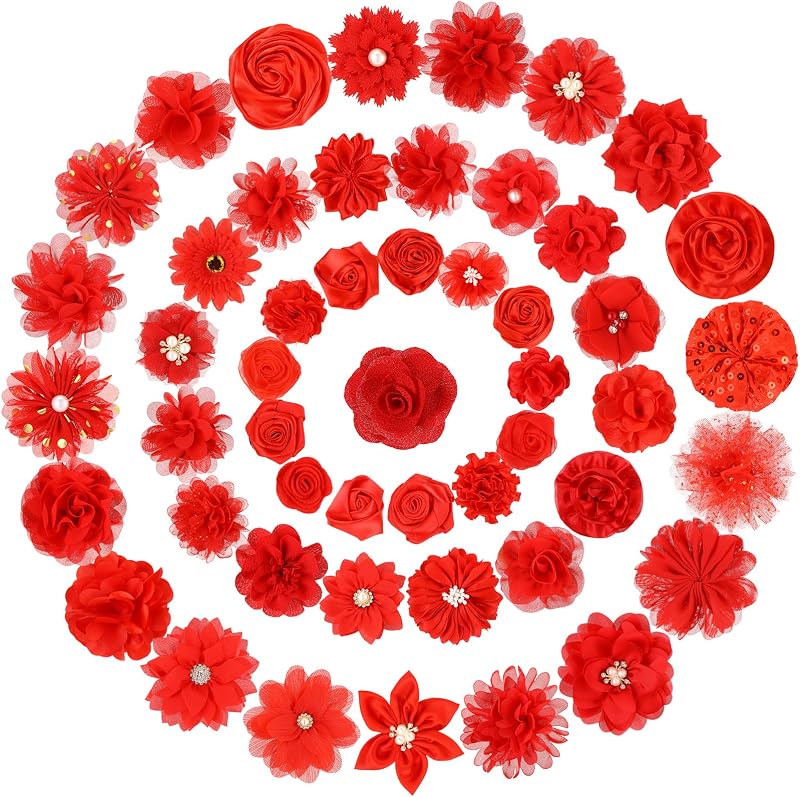 Pingentes Florais Vermelhos para Coleira de Cães e Gatos Hoteam, 50 Unidades