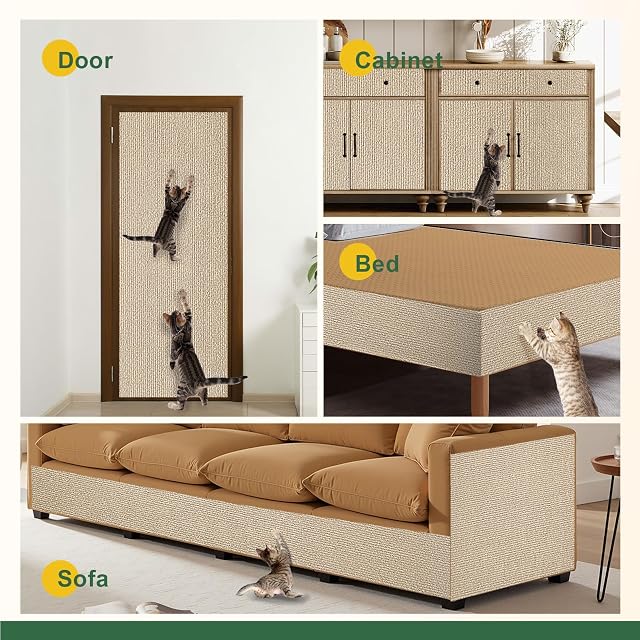 Foto 3 de 7 de Gimars Alfombrilla Rascadora para Gatos 200 × 40 cm Autoadhesiva, Tablero Rascador para Gatos