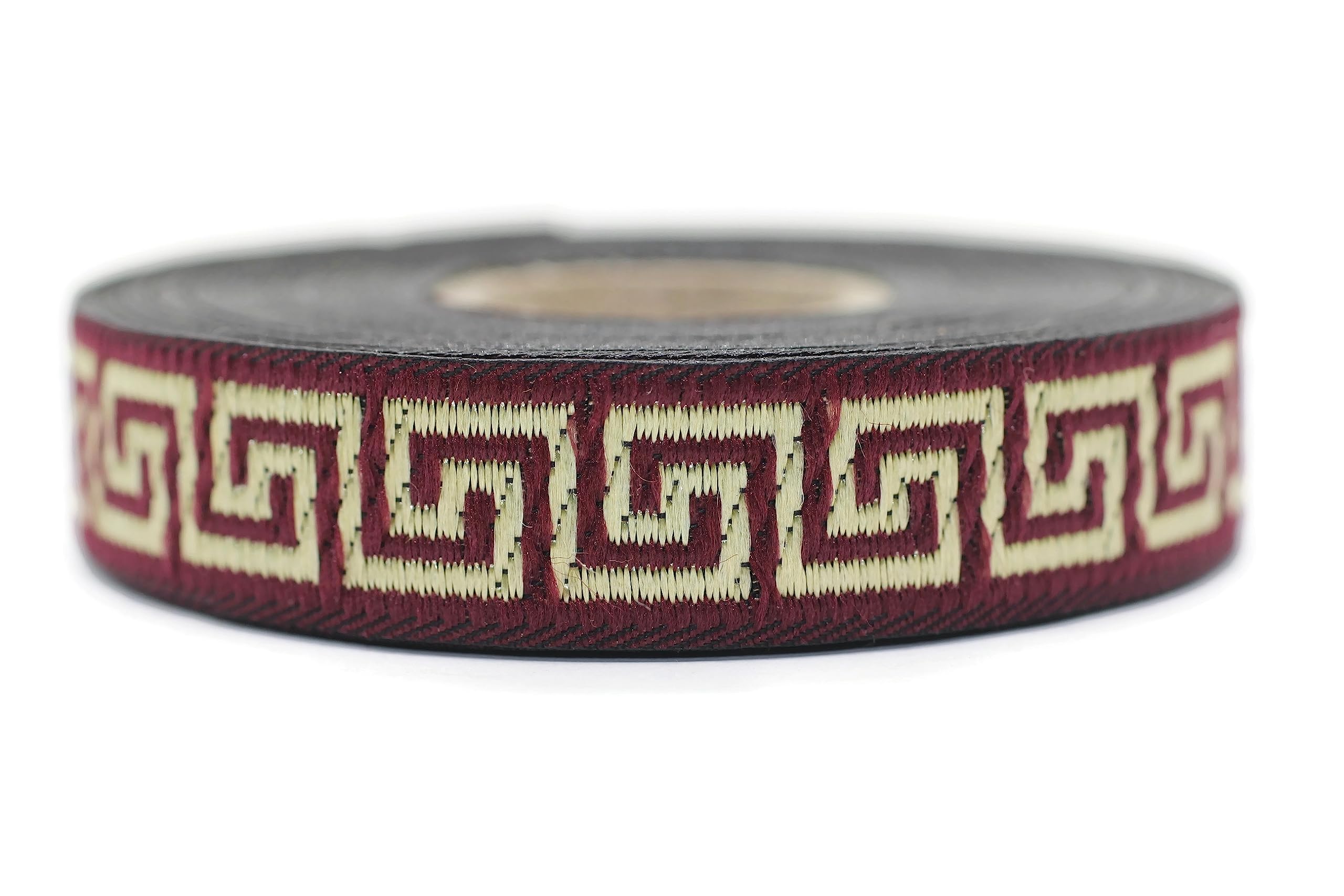 Bobina da 10 m di larghezza 3,5 cm di larghezza, nastro jacquard con chiave greca in oro rosa, in tessuto medievale, per confezioni regalo, decorazioni per feste di nozze, 35062