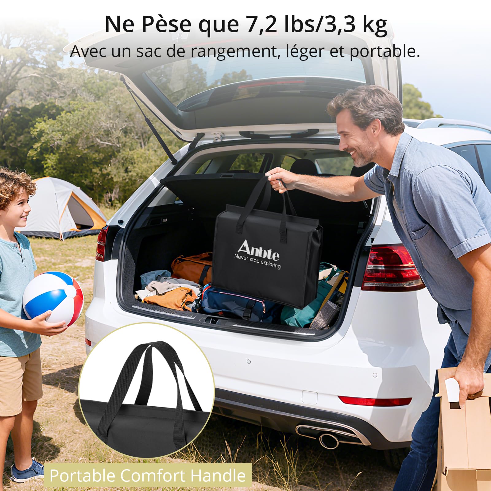 Anbte Table de Camping Pliante, Pique-Nique Table Pliante avec Rangement Net Table Portable 3 Hauteur en Aluminium+MDF pour Extérieur/Intérieur Plage Camping (Fleur)