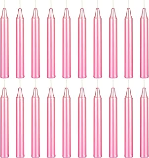 Mega Candles 20 pcs Unscented Metallic Pink Exquisite Mini Taper Spell Candles, 4 Inch Tall x 1/2 Inch Diameter, Magic Chimes, Enchantment, Casting Rituals, Witchcraft, Wiccan, Altar, Metaphysical