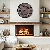 Vista 7 de LEIKE Reloj de pared grande, silencioso sin tictac, funciona con pilas, relojes de pared redondos grandes modernos de madera para sala de estar
