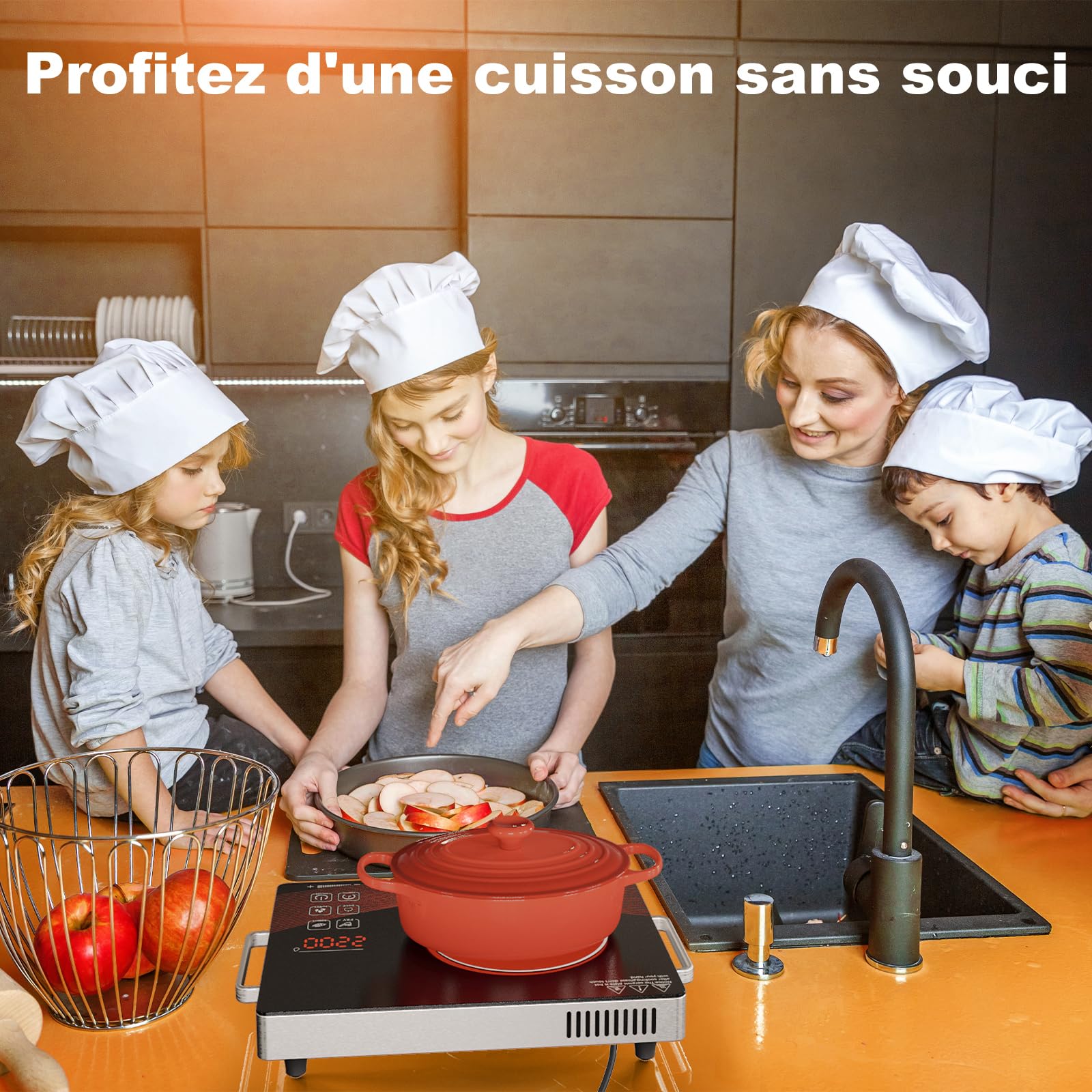 Alemania Plaque de cuisson électrique simple 2200W, plaque vitrocéramique infrarouge portable, réchaud électrique de comptoir, plaque chauffante compacte réglable pour cuisine et camping