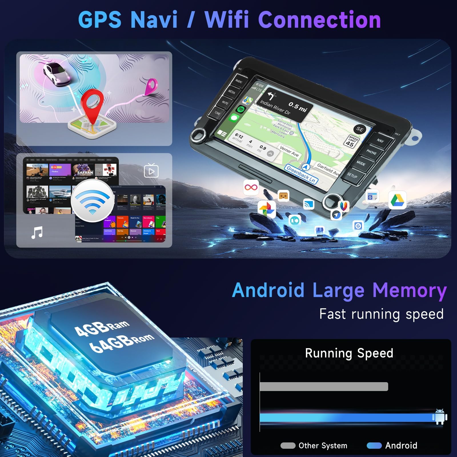 4G & 64G Autoradio 7" Bluetooth pour VW Golf 5 6 Polo Passat Skoda Touran Seat Carplay sans Fil Android Auto, WiFi GPS Navi HiFi RDS/Radio FM 2 DIN avec caméra de recul AHD/DVR/Canbus