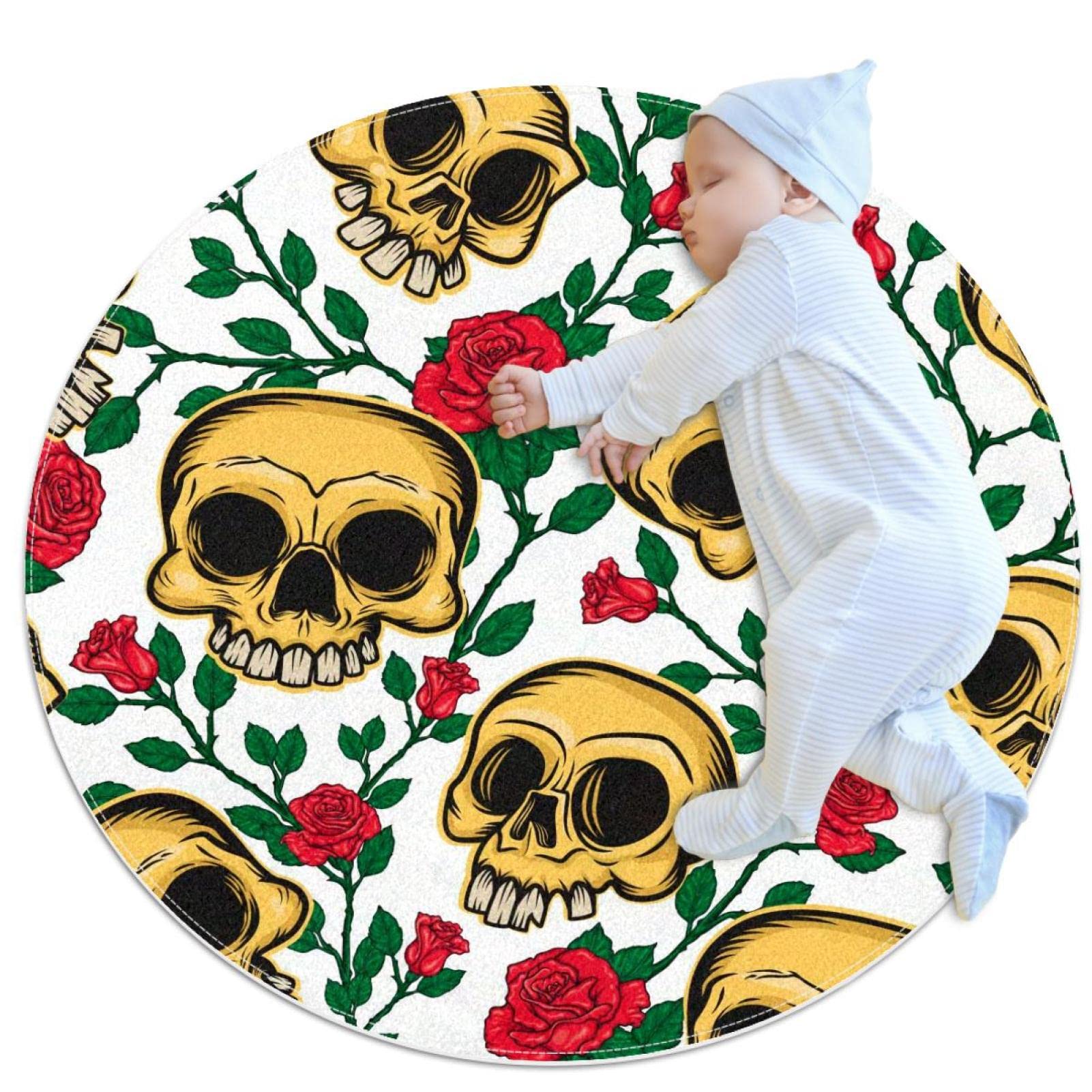 Tapis rond enfants JDEZ antidérapant et lavable 80x80cm