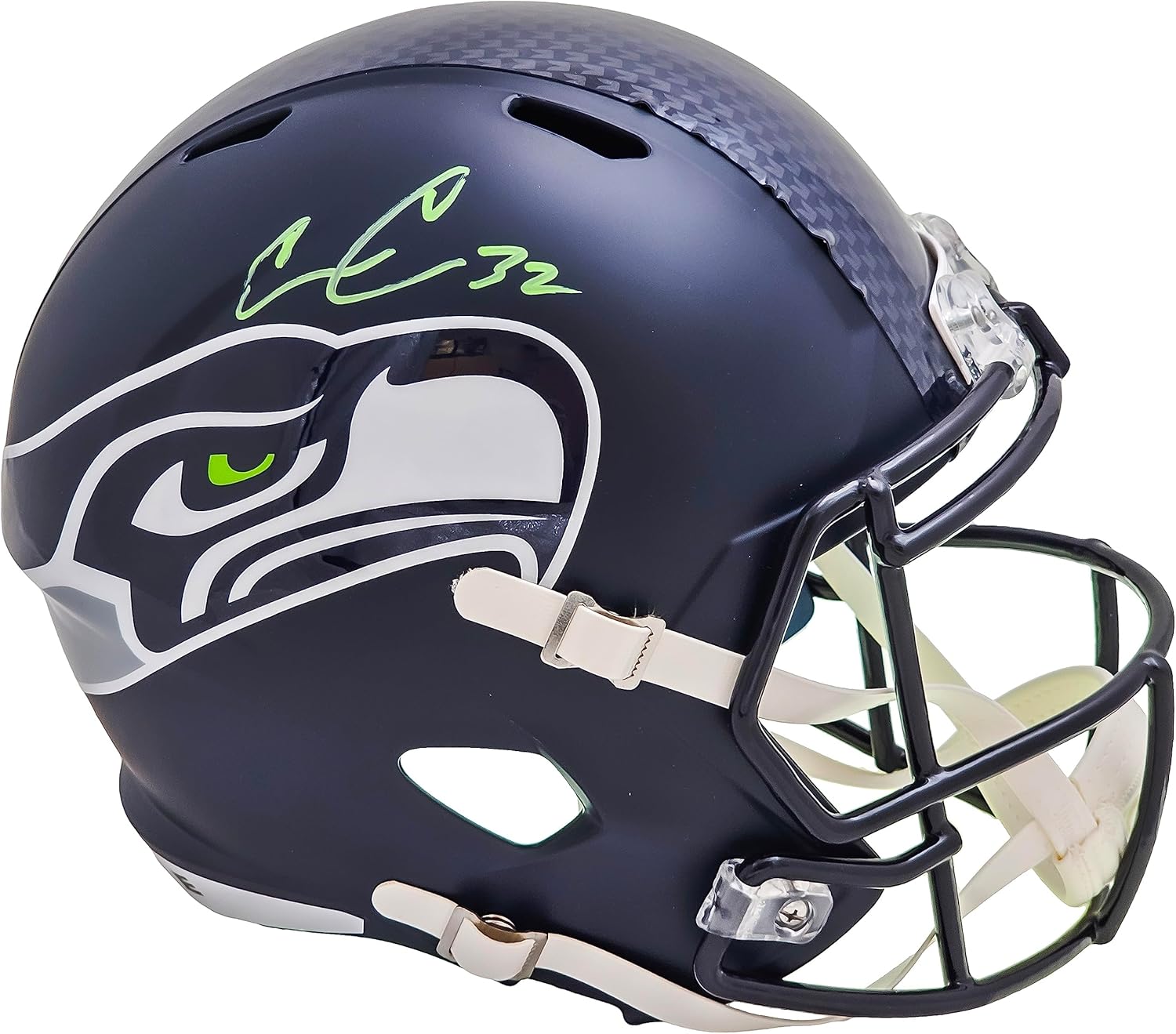 Chris Carson Autographed S.e.a.t.t.l.e Seahawks Blue Full Size Speed Football Helmet Holo Stock #216807
