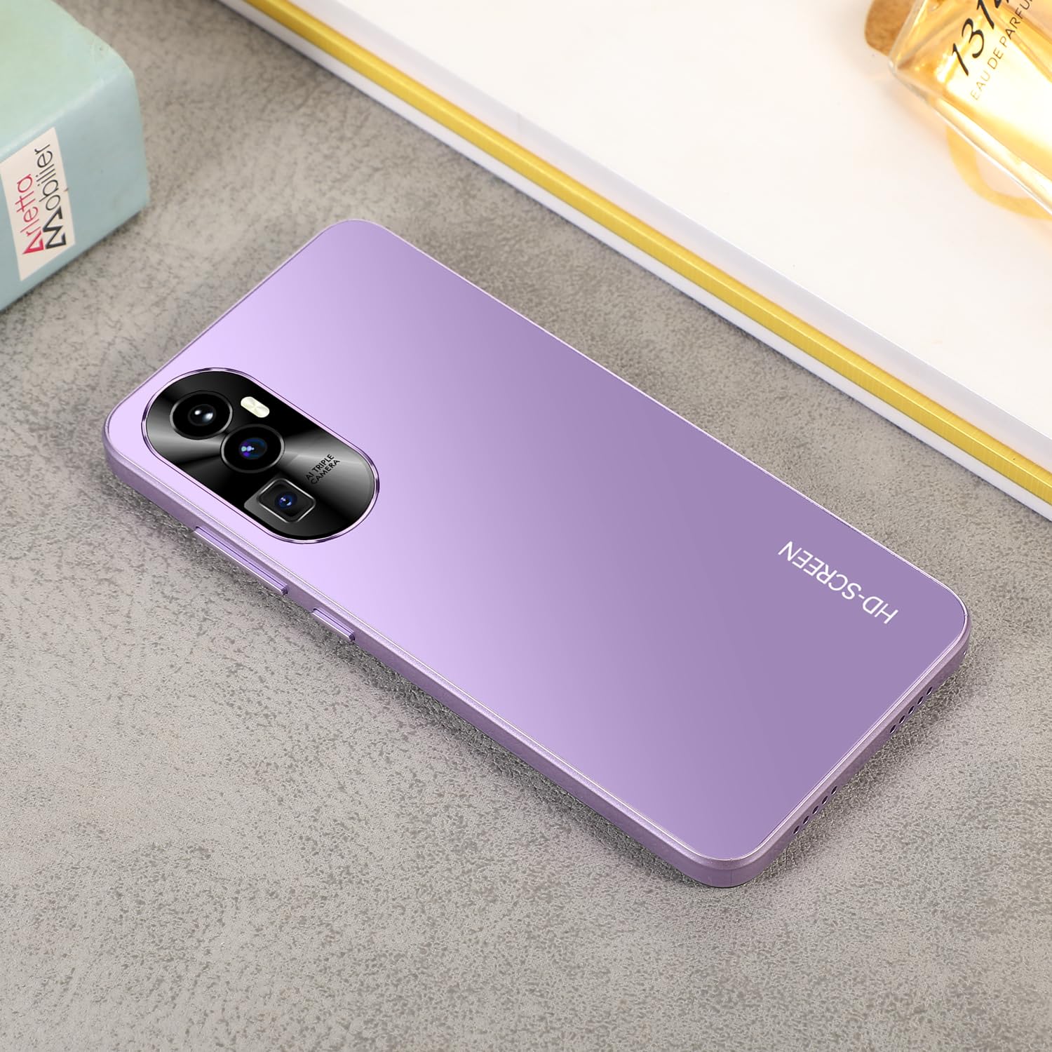 Smartphones Bon marché, 5,0 Pouces, Double Carte Double Caméra, Quad Core, ROM 16GB 【Extensible à 128GB】, Support GPS/WiFi/Bluetooth/FM, Téléphone déverrouillé par Le visag (Rino10-Purple)