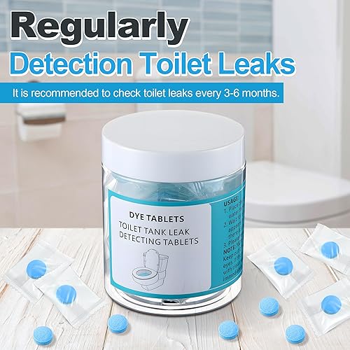 Miniatura 6 de Demissle Tabletas de Detección de Fugas de Inodoro, 30 Piezas Tabletas de Tinte Azul para Taza con Botella de Almacenamiento, Detecta Fugas