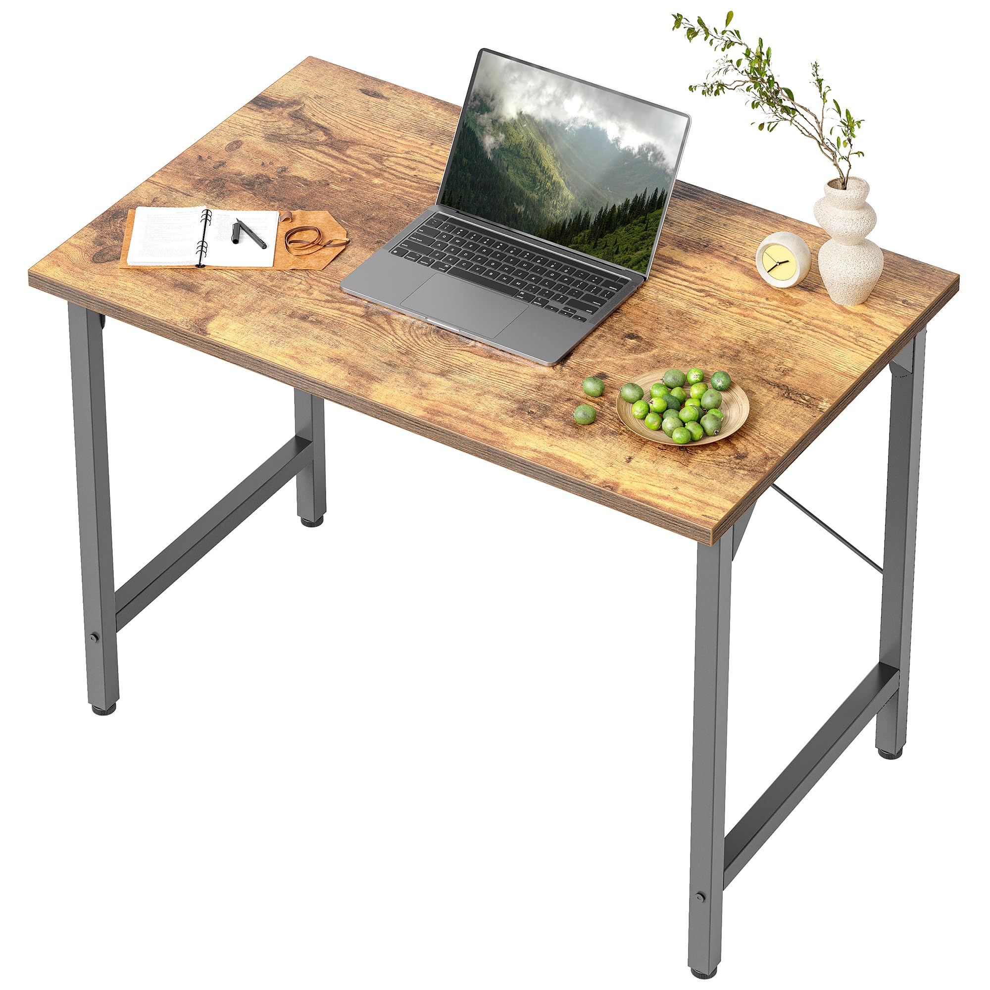 Escritorio, 80 x 40 cm, pequeño escritorio de ordenador, mesa de oficina para estudio, dormitorio, diseño industrial, estructura de metal, mesa de madera para PC para el hogar y la oficina