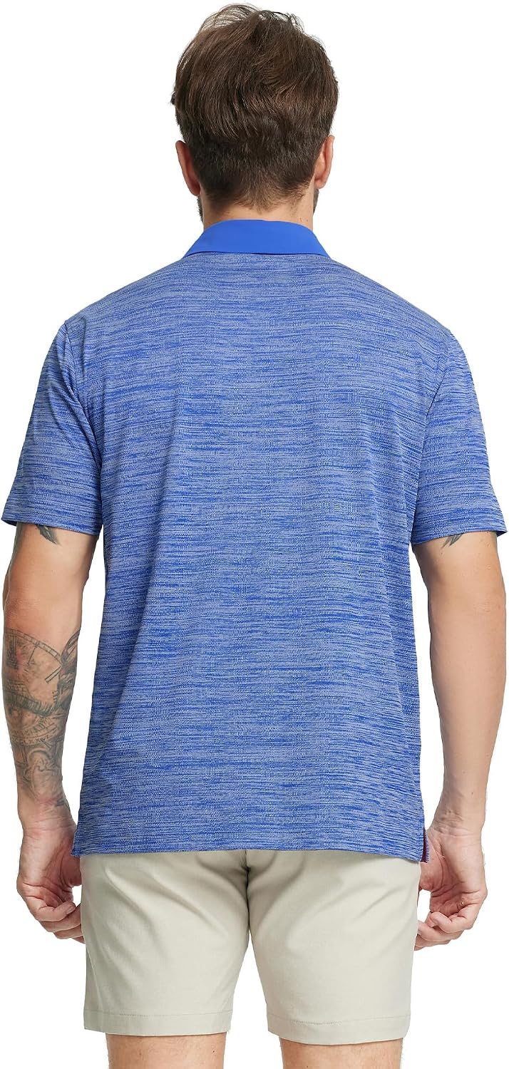 M MAELREG Golf Shirts for Men Dry Fit Short Sleeve Casual Performance Moisture Wicking Heather Pique Collared Polo Shirts