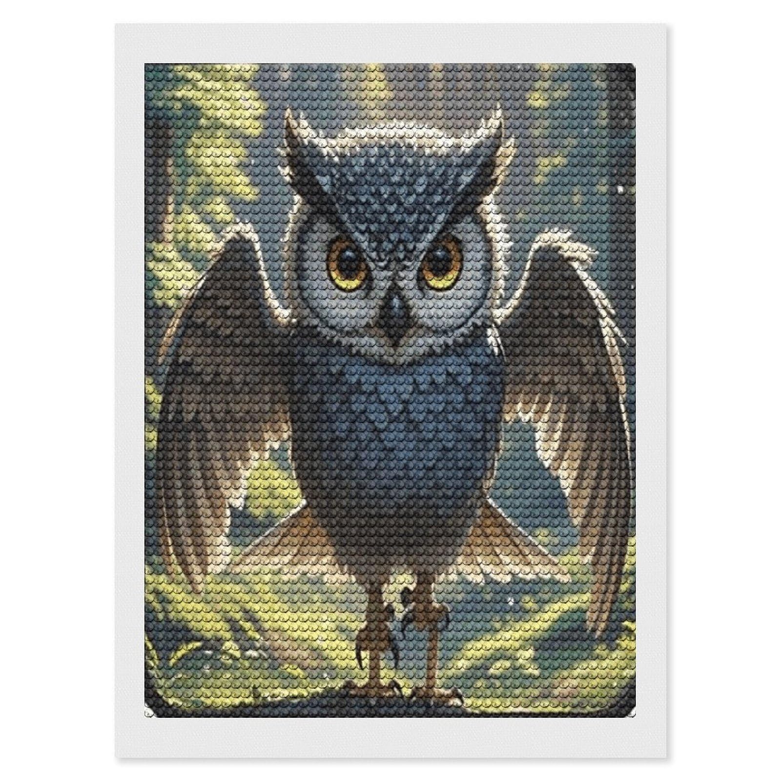 FekiLoot Anime Owl Paint by Numbers Kit for Adults Beginner DIY Diamond Dots Paintings Round Full Drill Diamond Art Kits Picture Diamond Art Painting Kits for Home Decor 12"x16"