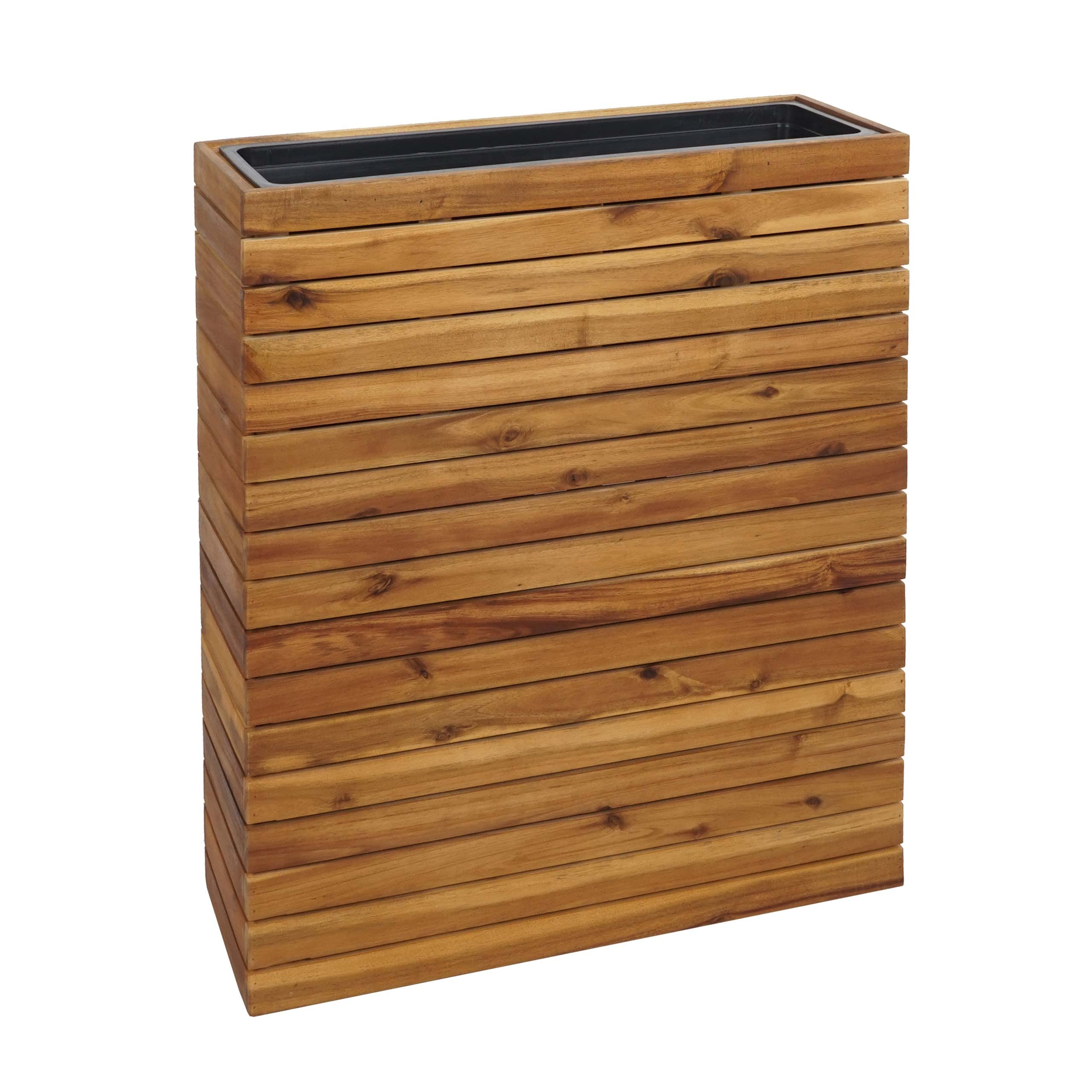 Mendler Pflanzkasten HWC-L21AM 77x63x23cm Akazie - braun | Hochbeet, Pflanzkübel, Blumentopf, eckig Outdoor, Holz, FSC®-Zertifiziert