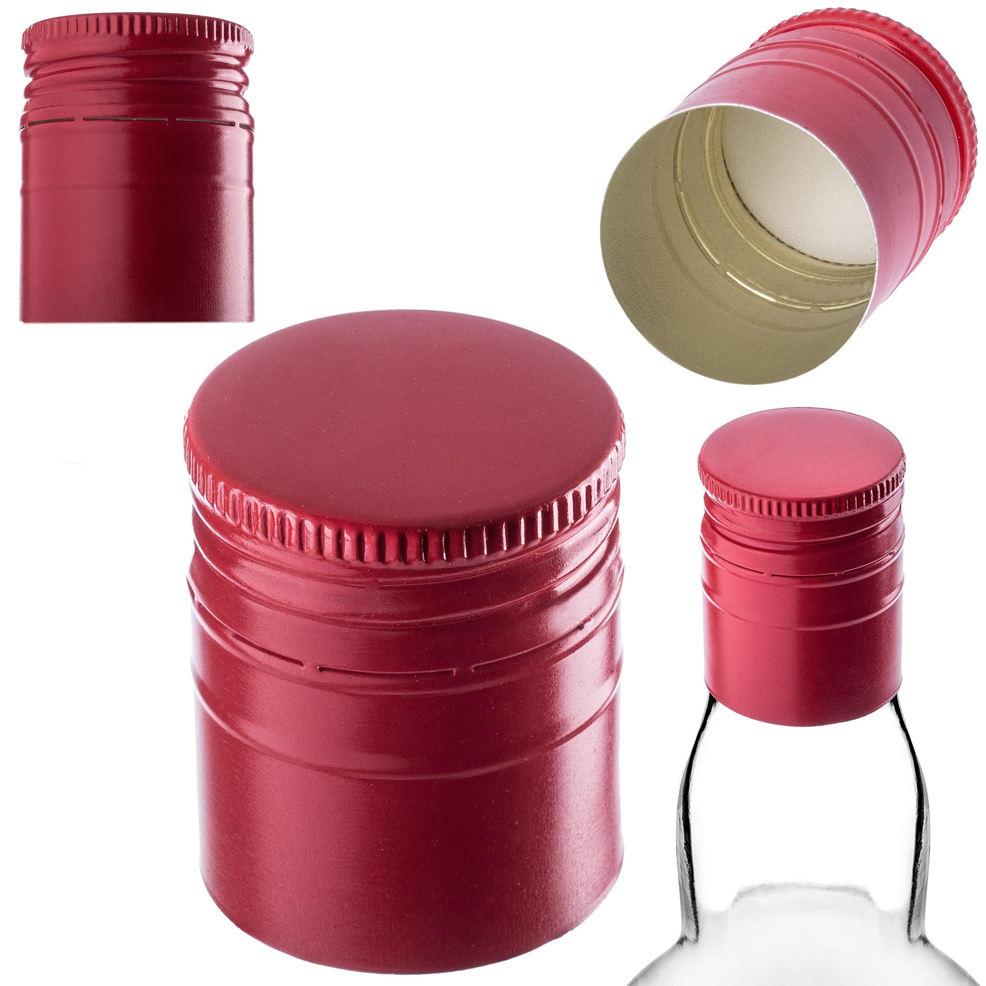 KADAX Alu-Schraubverschluss 28x18 Mm – 50 Stück Rot, Für Wein-, Saft- & Likörflaschen, Dicht & Elegant
