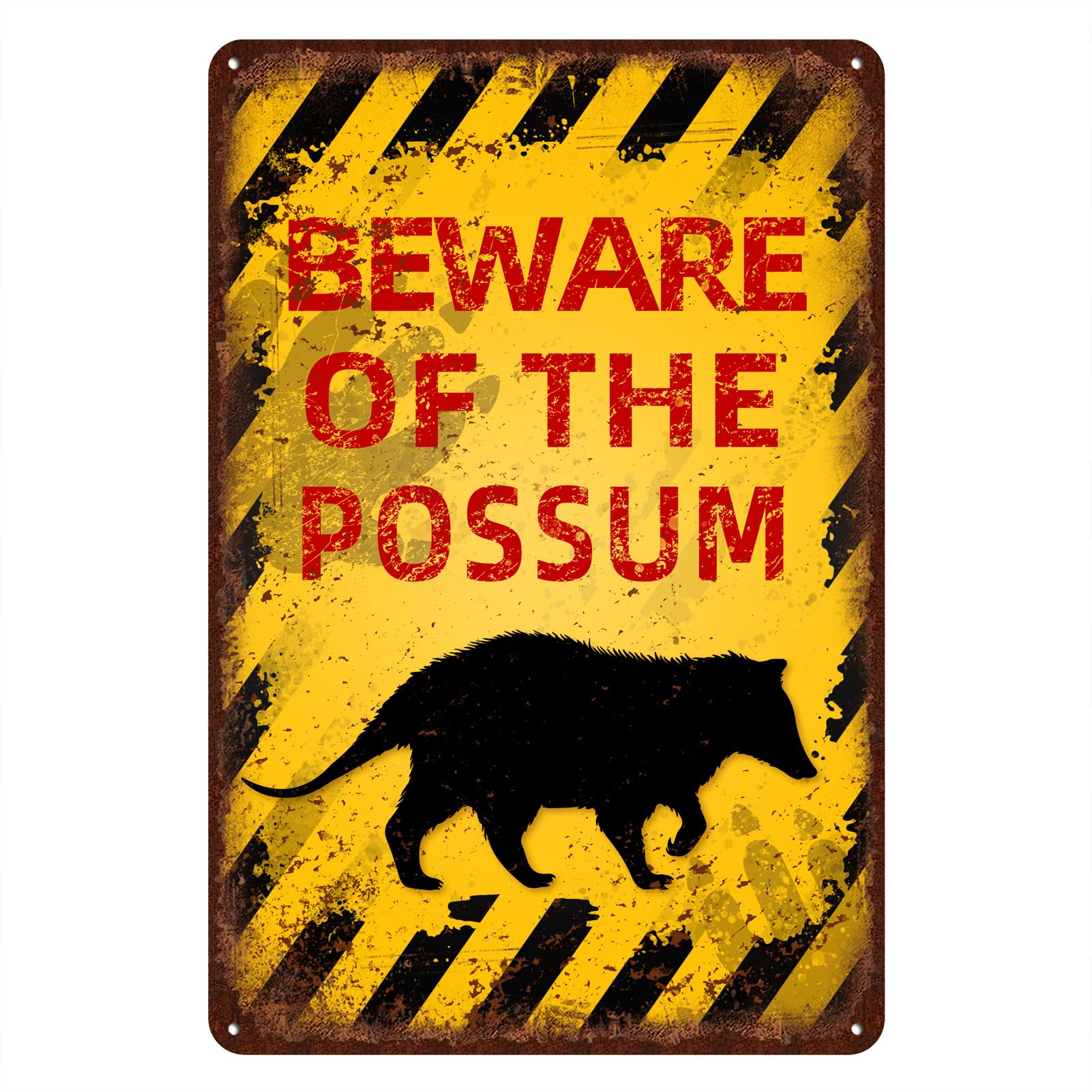 Metallschild „Beware Of Possum“ – 20,3x30,5 Cm, Aluminium, Wetterfest, Mit Aufhängebohrungen, Vintage-Stil