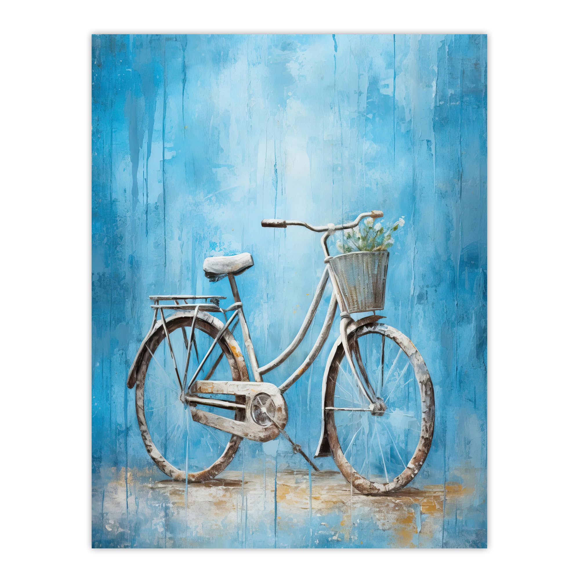 Artery8 - Poster Print - Bicycle & Flower Basket Artwork - W24 inch x H32 inch