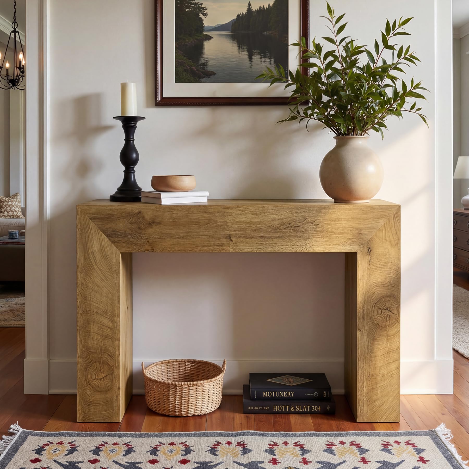 Tribesigns Konsolentisch 110 cm, Schmaler Rechteckiger Sofatisch Hinter Sofa, Landhaus Flurtisch Für Eingang Flur Und Wohnzimmer, Rustikales Braun