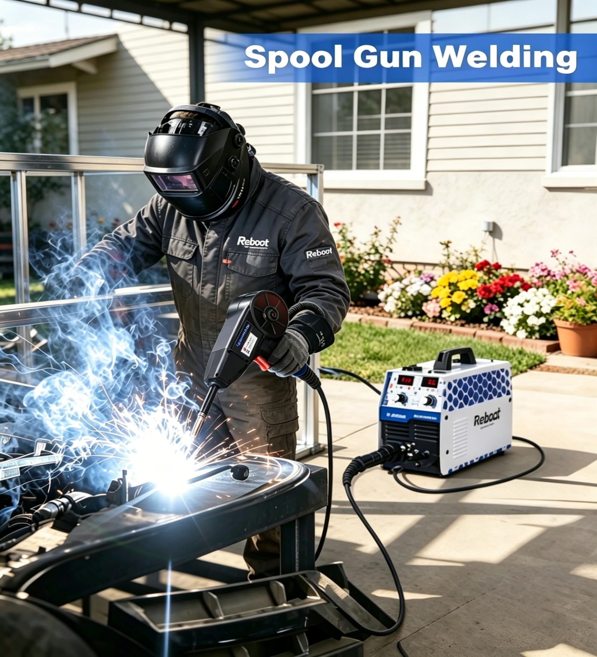 Spawarka 210 A 6 w 1 MIG MAG bezgazowa MMA Lift-TIG | Spawanie inwerterowe aluminium, IGBT 240 V przenośne do warsztatu, podwórka, DIY – Reboot RBM2100 MAX spawarka wieloprocesowa