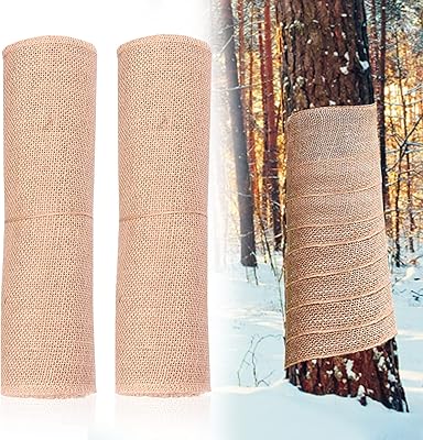 Tree Wrap Natural Burlap Roll: 2 Pack Plants Wrap Natural Jute Burlap Plants Antifreeze Bandage Tree Protector for Keeping...
