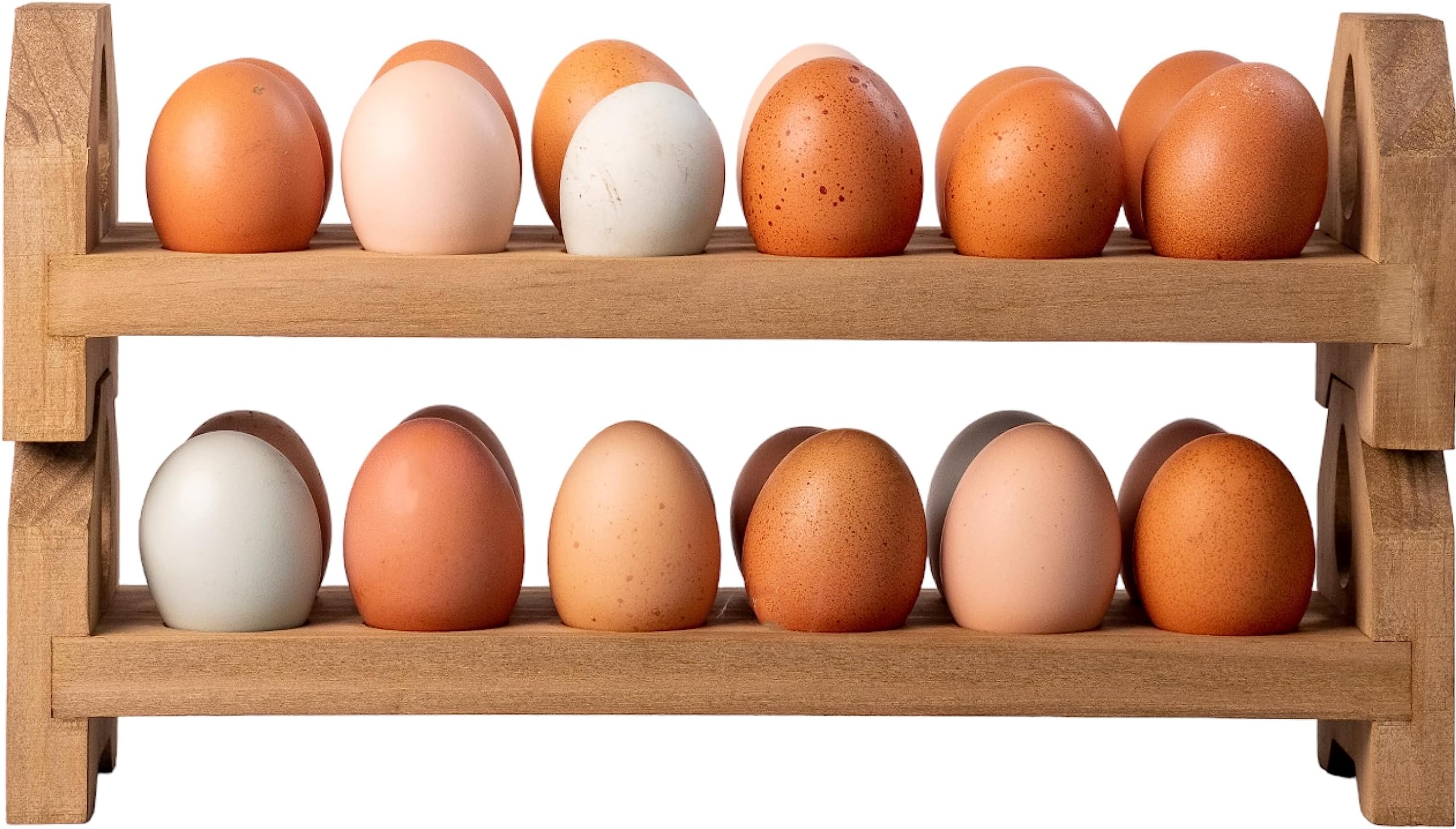 Amazon.com: CVHOMEDECO. Wooden Egg Holder Fresh Egg Holders Countertop ...
