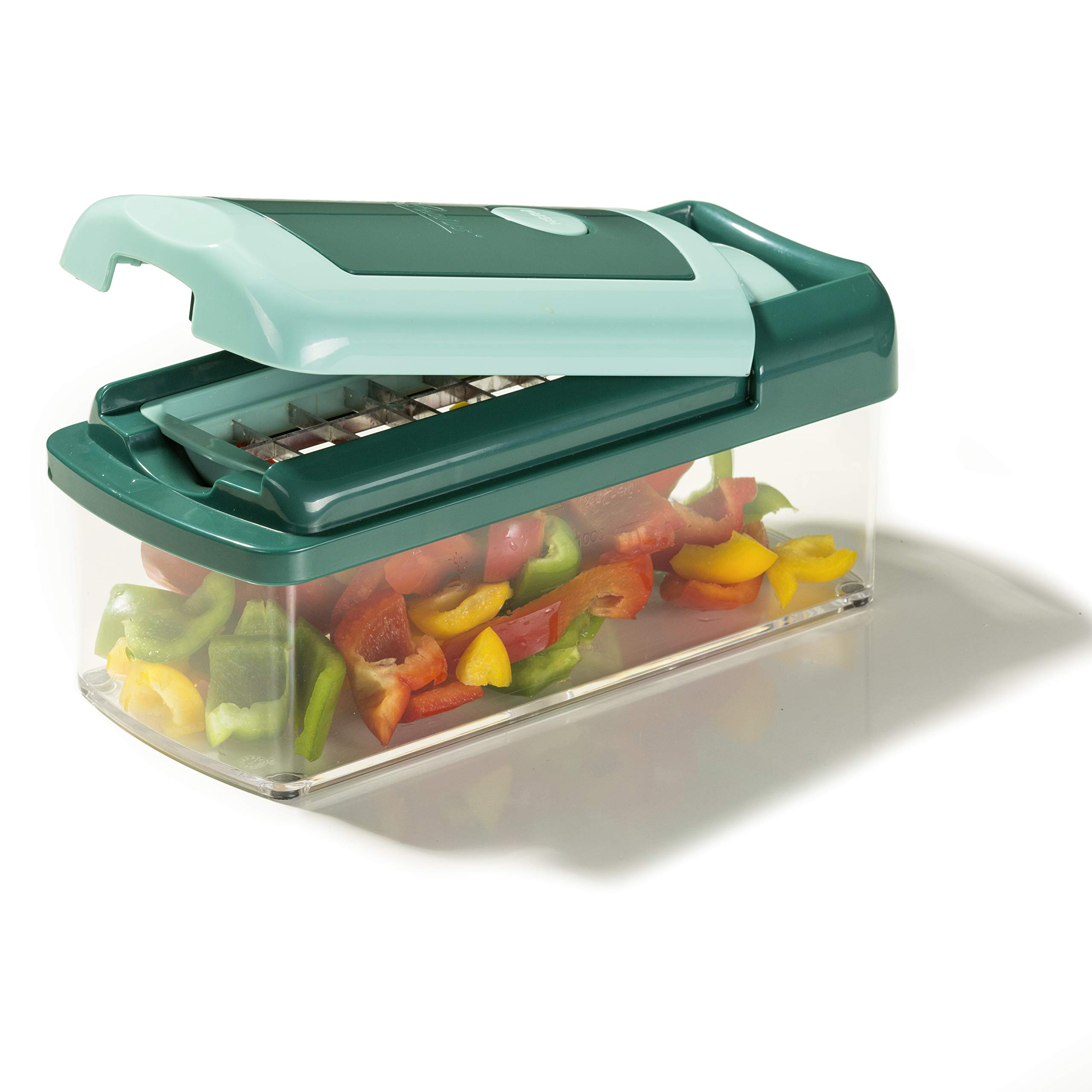 Genius Nicer Dicer Fusion Smart Julietti | Mint-Grün | 16 Teile | Alles-Schneider | Reiben | Julienne | Spiralen | Hobeln | Würfeln | Schneid-Gerät | Bekannt aus TV | NEU, 28.5 x 21 x 16.3 cm