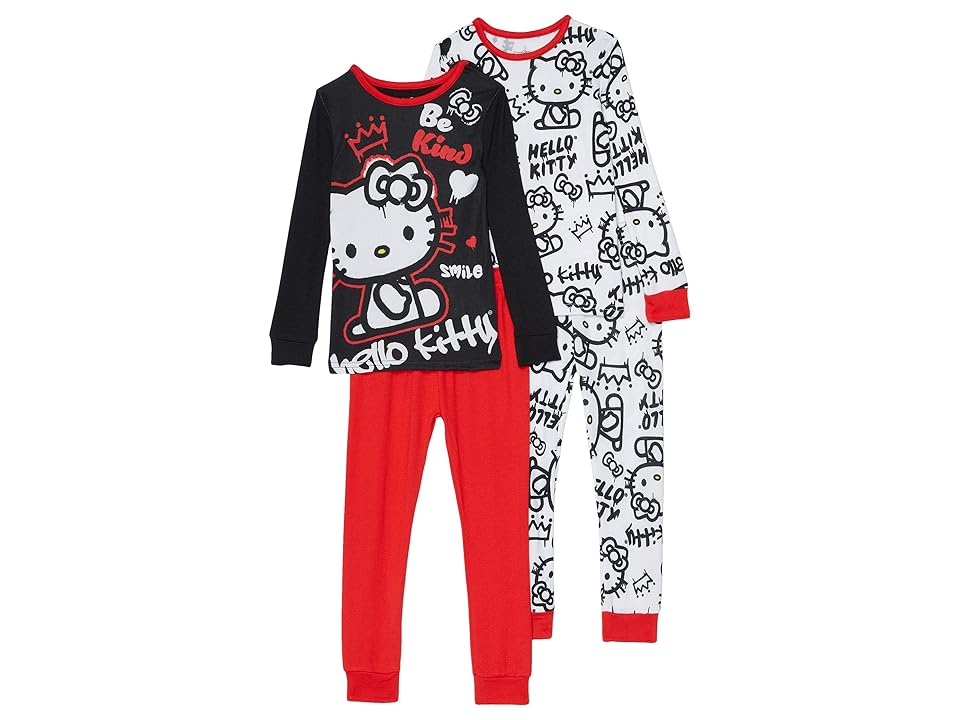 Komar Kids Hello Kitty Four-Piece Cotton Set (Little Kids/Big Kids) (Red) Girl's Pajama Sets INTERNATIONAL SHIPPING
