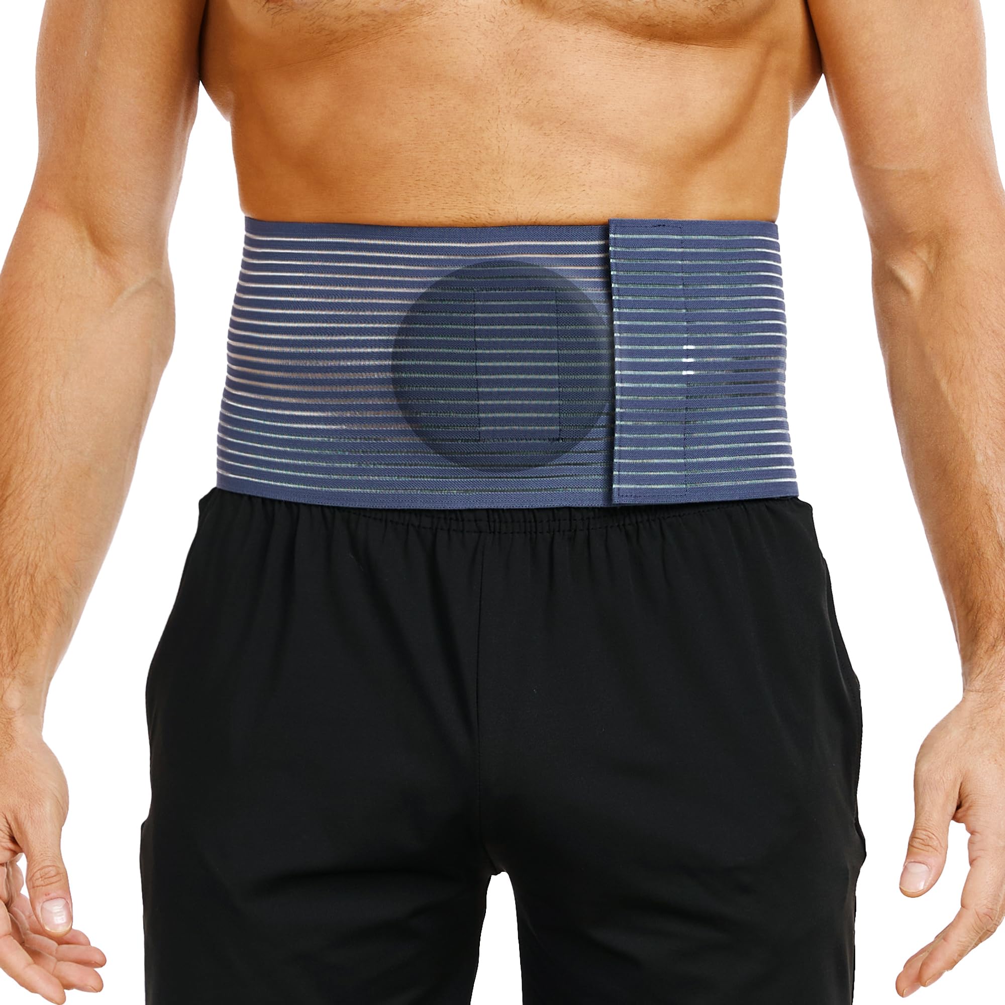 Umbilical Hernia Belt for Men and Women, Abdominal Brace Hernia Belt with Removable Compression Pad Upper Stomach Support for Navel, Belly Button, Mesh Elastic Hernia Relief Post Surgery Recovery Binder Wrap