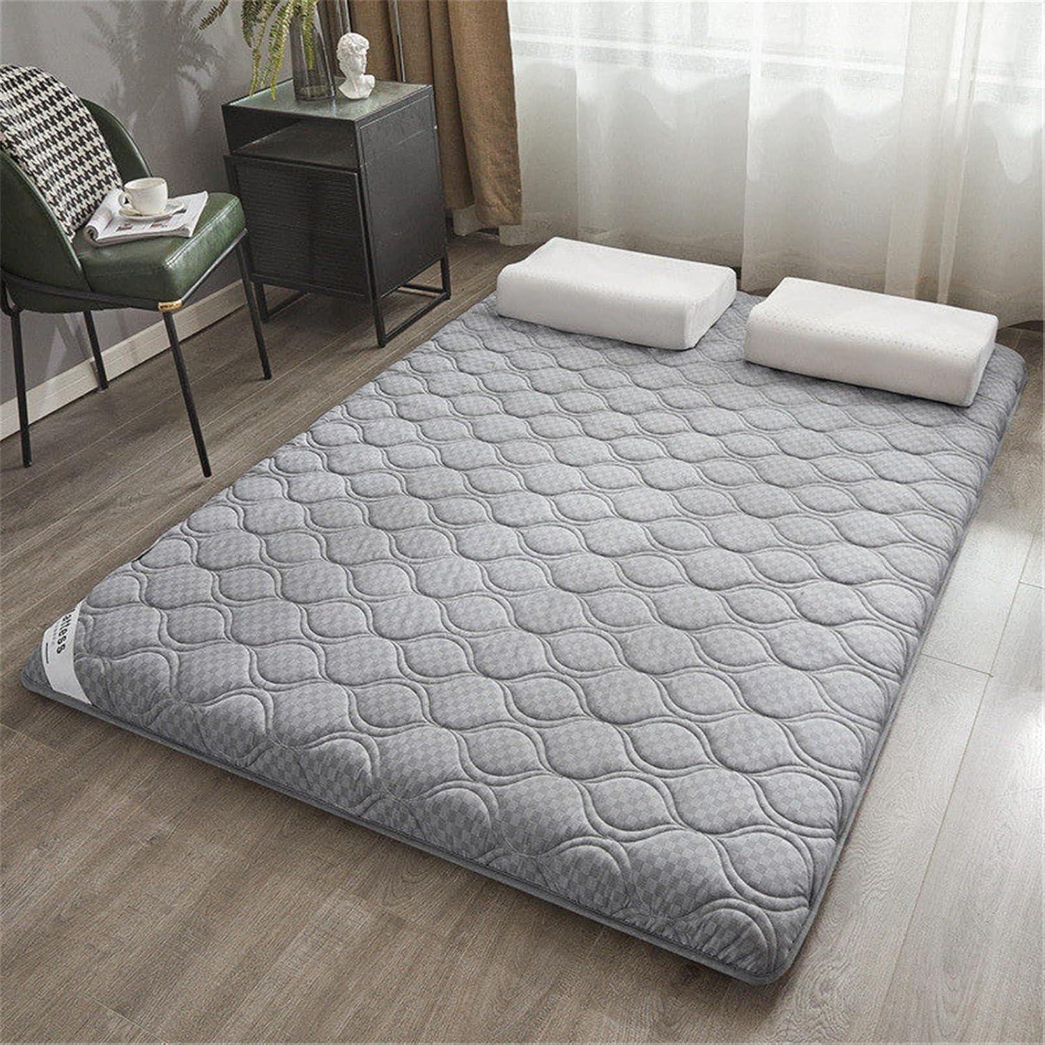 Japanese Shikibuton Futon Mattress - 4" Thick Foldable Floor Mattress For Guest Bed, Camping & Travel, Twin Size