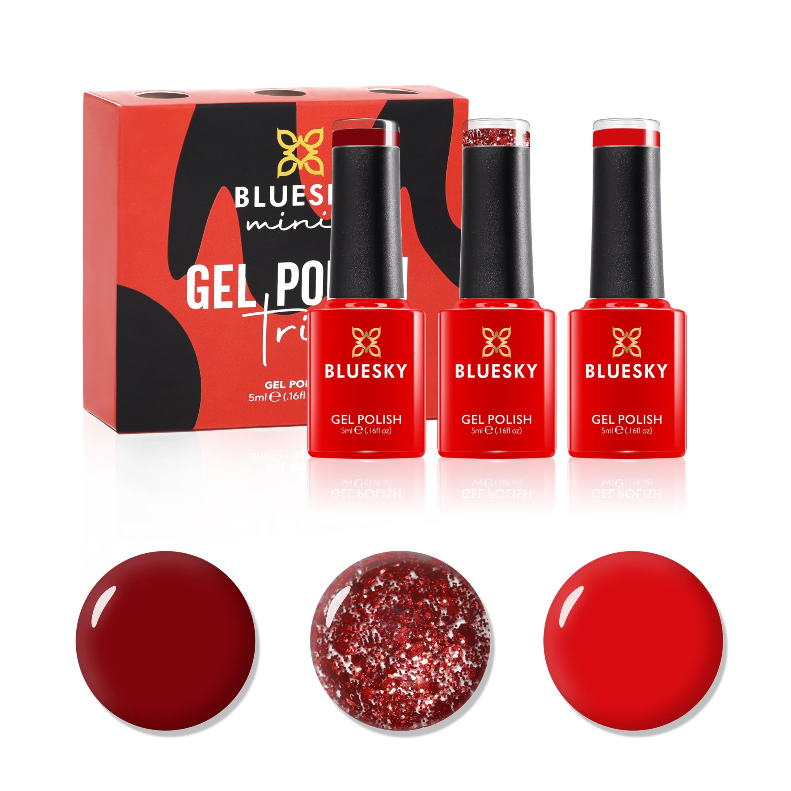 Bluesky Gel Nail Polish, Pillar Box D160 Red Colour, Red Million, Santa Red, Long Lasting, Chip Resistant, 3 x 5ml (Requires Drying Under UV LED Lamp)-image-12