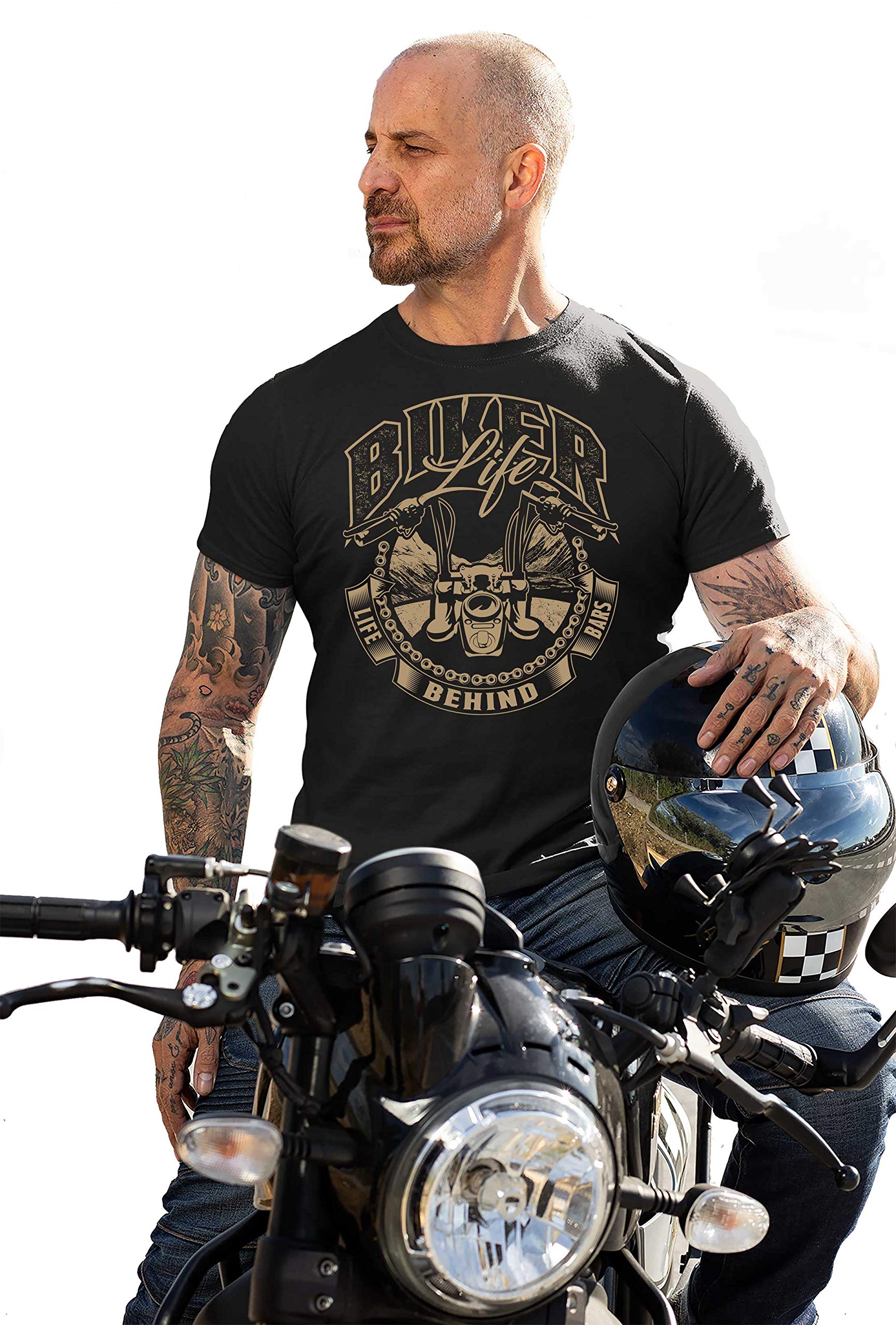 Platform9CoBiker Life Behind Bars Motocycle Unisex T-Shirt Bikers Shirt Adults Unisex Top