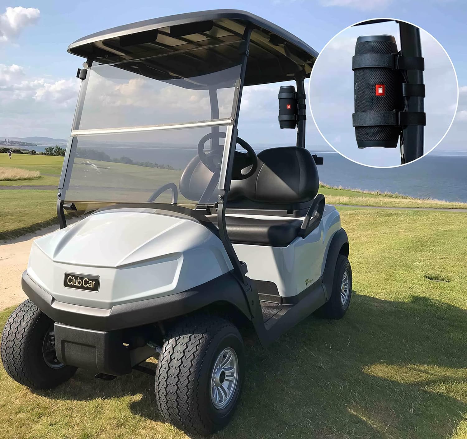 Portable Speaker Mount for Wireless Bluetooth Speakers with 7.5''-12.5'' Circumference, Waterproof Adjustable Strap Accessory Holder Fits UTV Golf Cart Bike or Boat Railing/Cross bar/Frame - Image 7