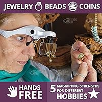 Vista 3 de Vision Aid - Lupas con luz para trabajo de cerca, lupa iluminada de diadema manos libres con estuche de almacenamiento para pasatiempo, pintura