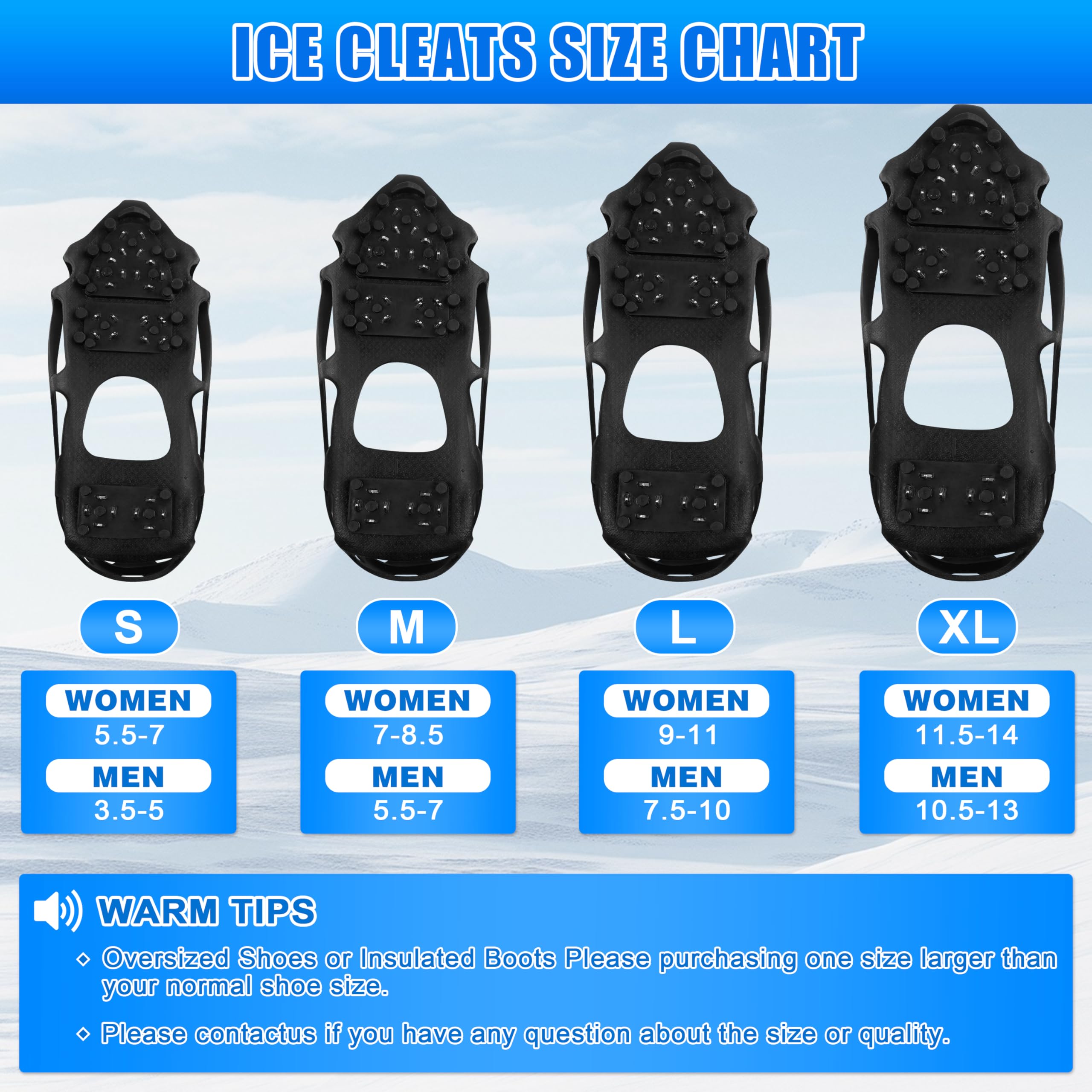 Tacchetti da ghiaccio da neve, ramponi da ghiaccio per scarpe e stivali, unisex, antiscivolo, 28 tacchetti per neve, ghiaccio, escursionismo, passeggiate, pesca