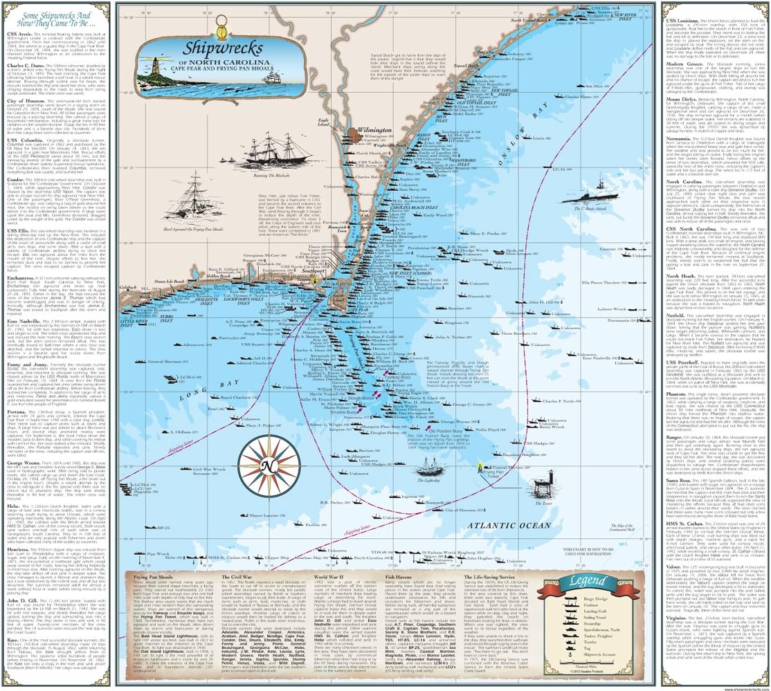 Sealake Products Three North Carolina Shipwreck Chart Bundle (Cape Hatteras, Cape Lookout, Cape Fear) - Save 10% (Paper)