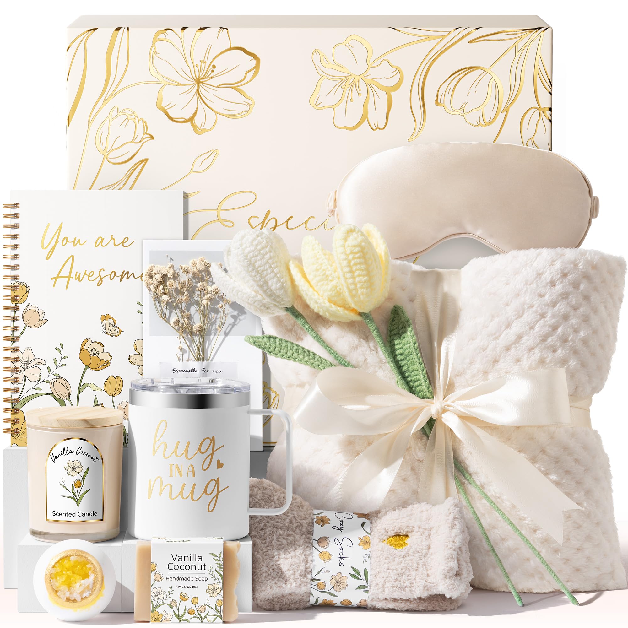 Christmas Birthday Gifts for Women Self Care Package, Get Well Soon Gift Baskets for Women Spa Gifts Set, Unique Thinking of You Inspirational Sympathy Gift Baskets for Mom Best Friend Sister Wife Her-image-22