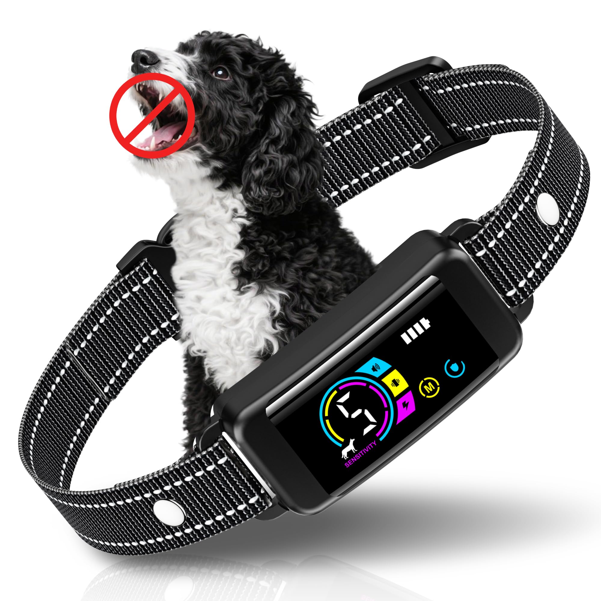 Dog Bark Collar-Automatic Stop Barking Collar for 10-120lbs Dogs, with 3 Adjustable Sensitivity Modes Beep Vibration Shock,IP67 Waterproof - Effective No Bark Collars (Black) - 2