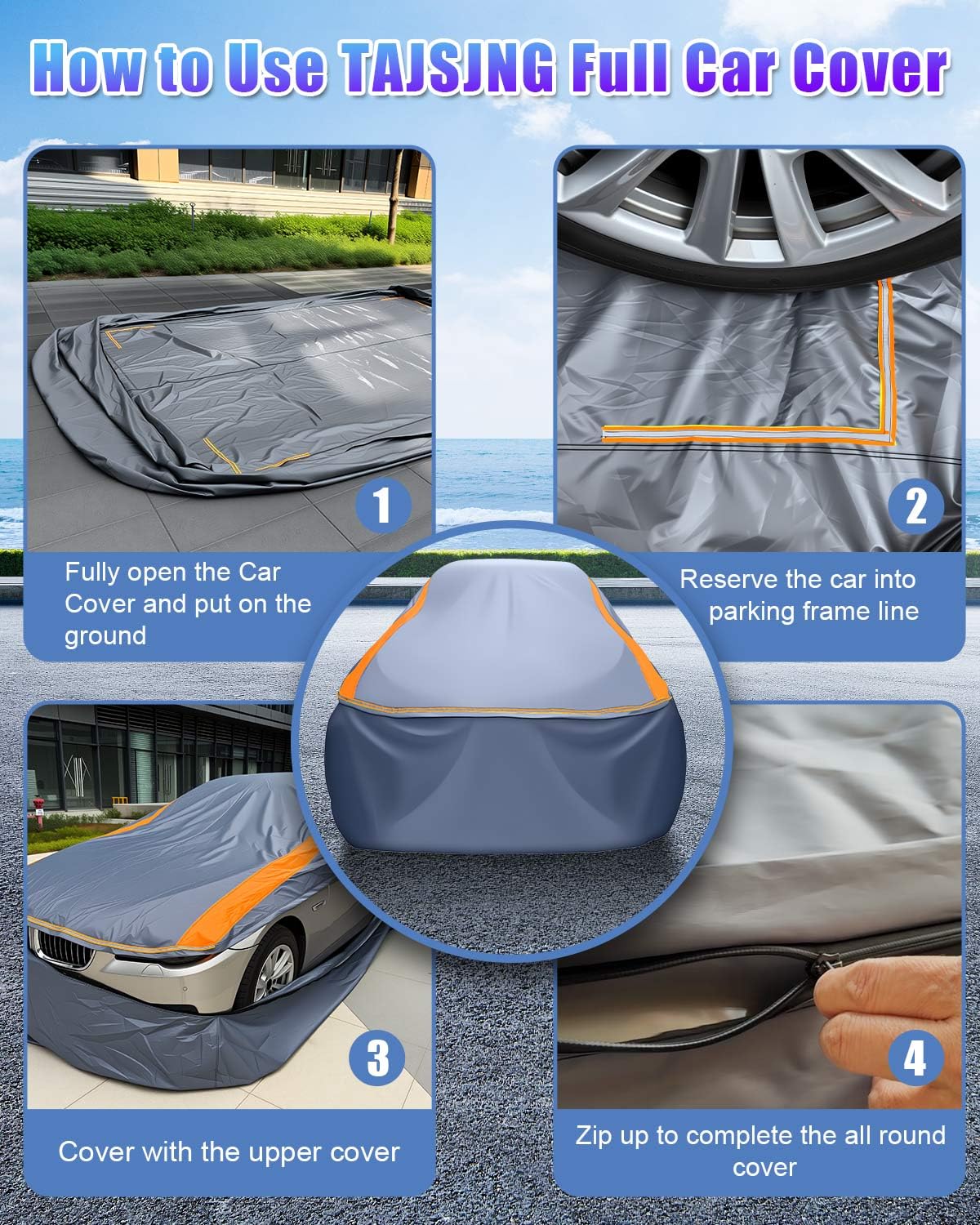 TAJSJNG Full Enclosed Car Covers for Automobiles Universal Fit for Impala El Camino Bel Air Biscayne Dodge Charger — view 4