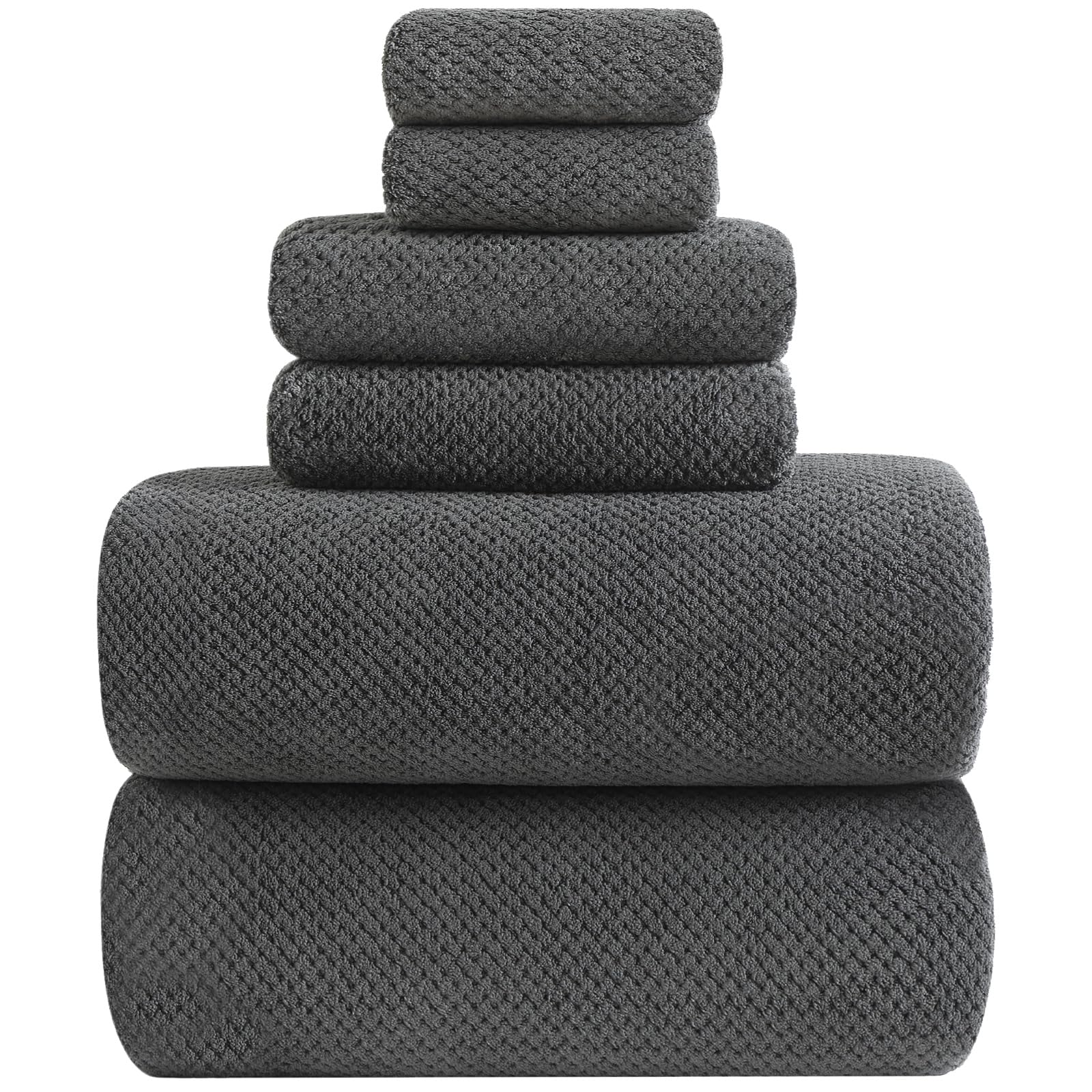 ANYBOY Grey Towels for Bathroom,Towels 100x200,Quick Dry 80% Polyester Bath Towel Set