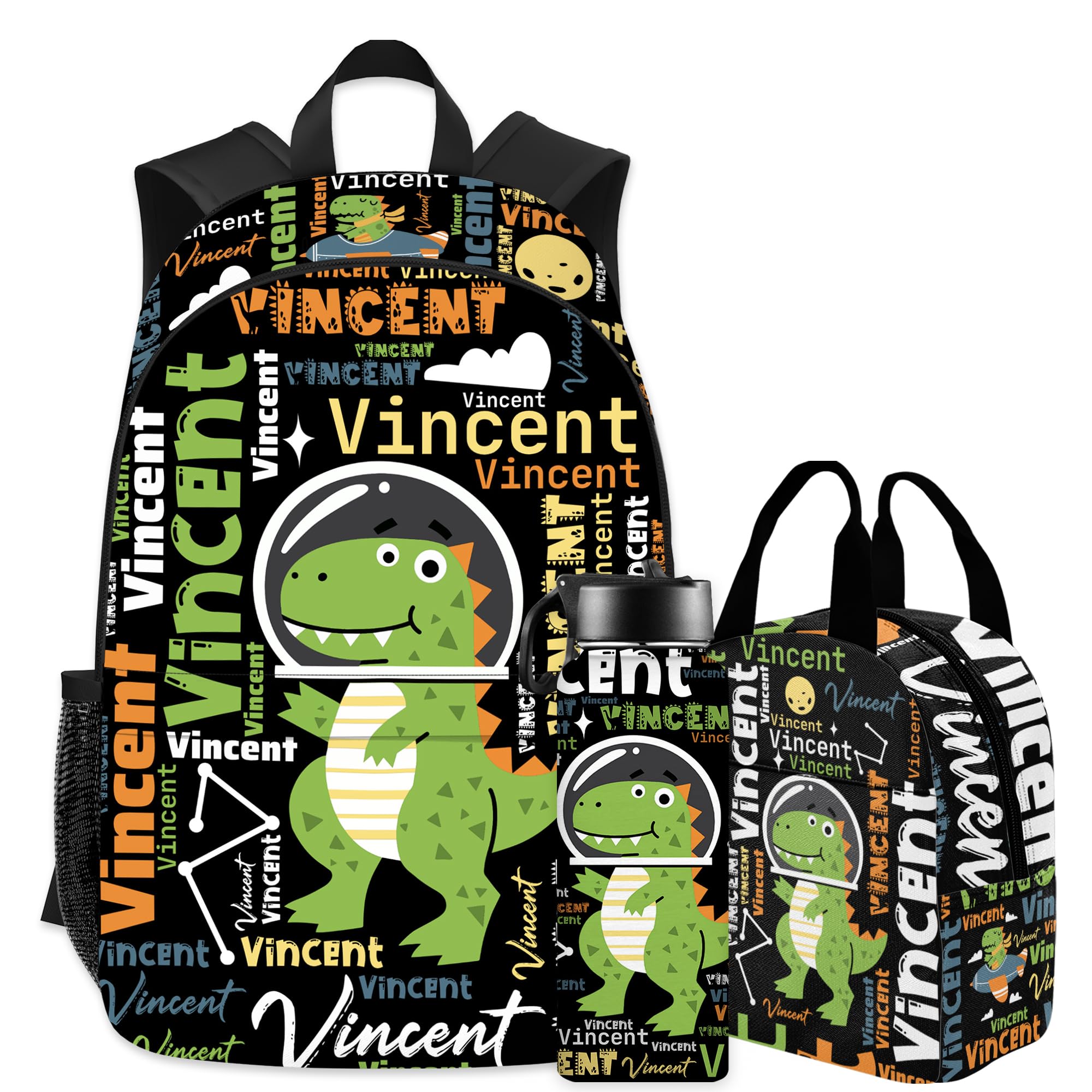 Artsadd Custom Kids Backpack for Girls Boys Personalized Backpacks with Name Customized School Bookbag with Lunch Box Bookbag for Daughter Son Back to