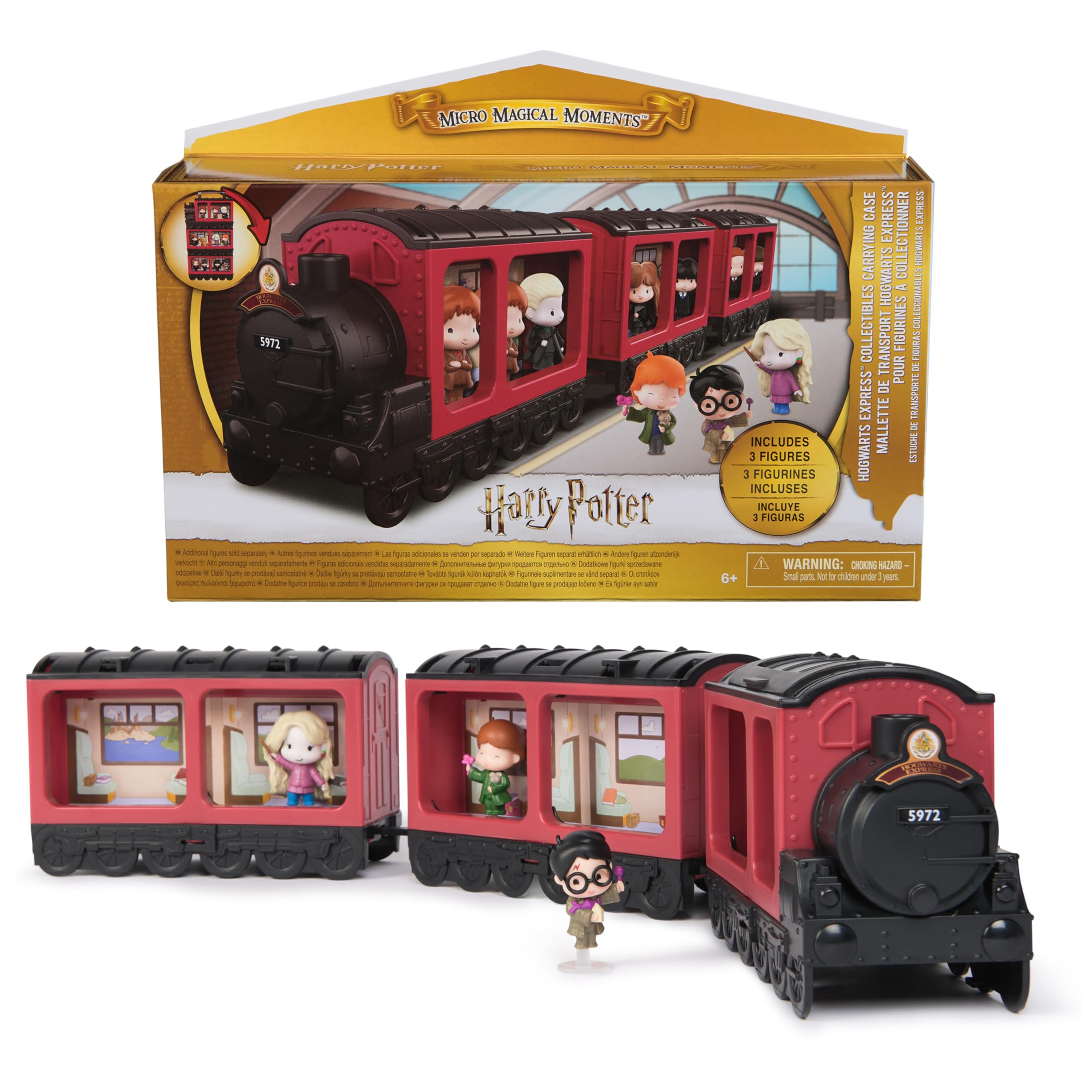 Wizarding World Harry Potter, Micro Magical Moments Hogwarts Express Collectibles Display & Carrying Case with 3 Figures, Gifts & Stocking Stuffers