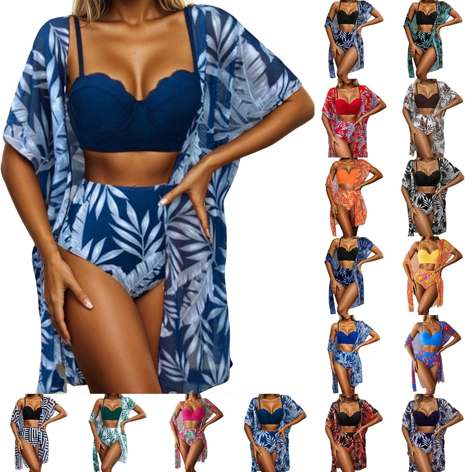 Maillot De Bain Femme Ensemble Tankini Deux pièces imprimé Floral avec paréo intégré pour baignade Plage Piscine été Printemps