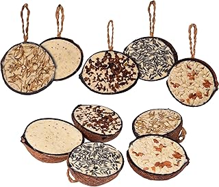 dobar® 10x gefüllte Kokosnuss Vogelfutter zum Aufhängen - 5 Sorten Vogelfutter für die Ganzjahresfütterung - Fettfutter-Füllungen für Wildvögel - Wildvogelfutter 2 kg (1er Pack) product image