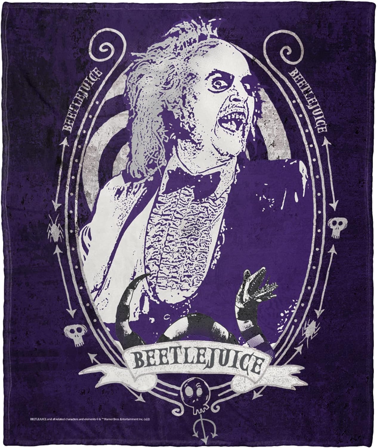 Northwest Beetlejuice Silk Touch Throw Blanket, 50" x 60", Here Lies Beetlejuice