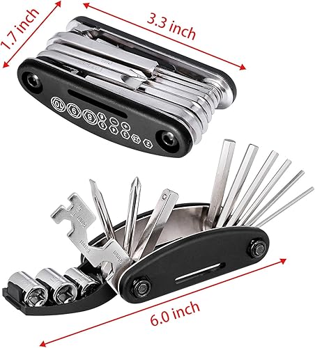 Miniatura 2 de Oumers Kit de reparación de mecánico de ciclismo multifunción con palanca de neumático de 3 piezas, 5 piezas de parches de neumáticos para raspador