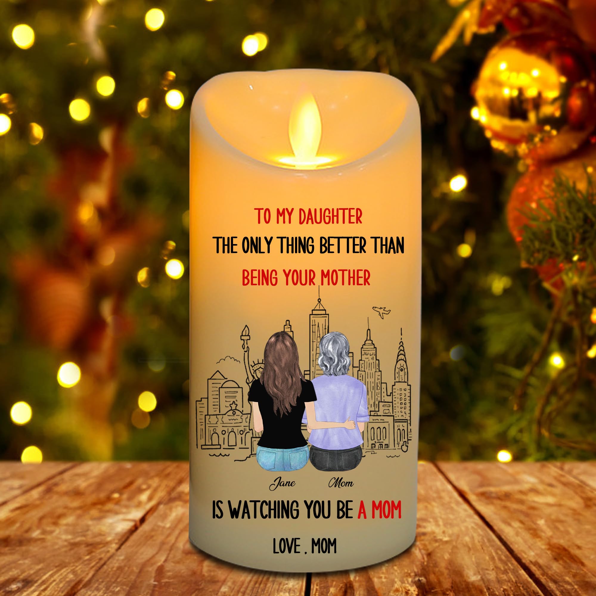 NOONATIVE to My Daughter Candle,Personalized Custom LED Flameless Candle with Name Portrait,Gift for Daughter