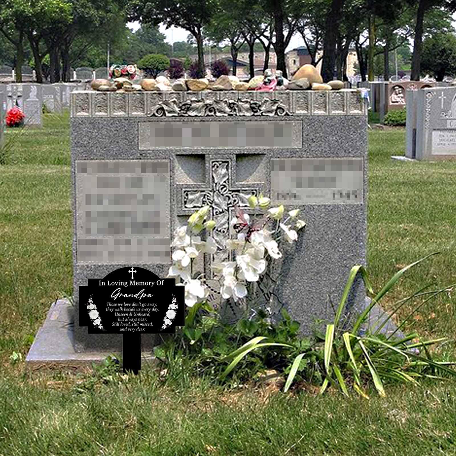 Goowafur Plaques Commémoratives Pour Tombes - Plaques Funéraires En Métal Noir Imperméables Avec Piquet,Décorations Cœur Pour Cimetière Extérieur Ami Et Anniversaire Résistantes Aux Intempéries
